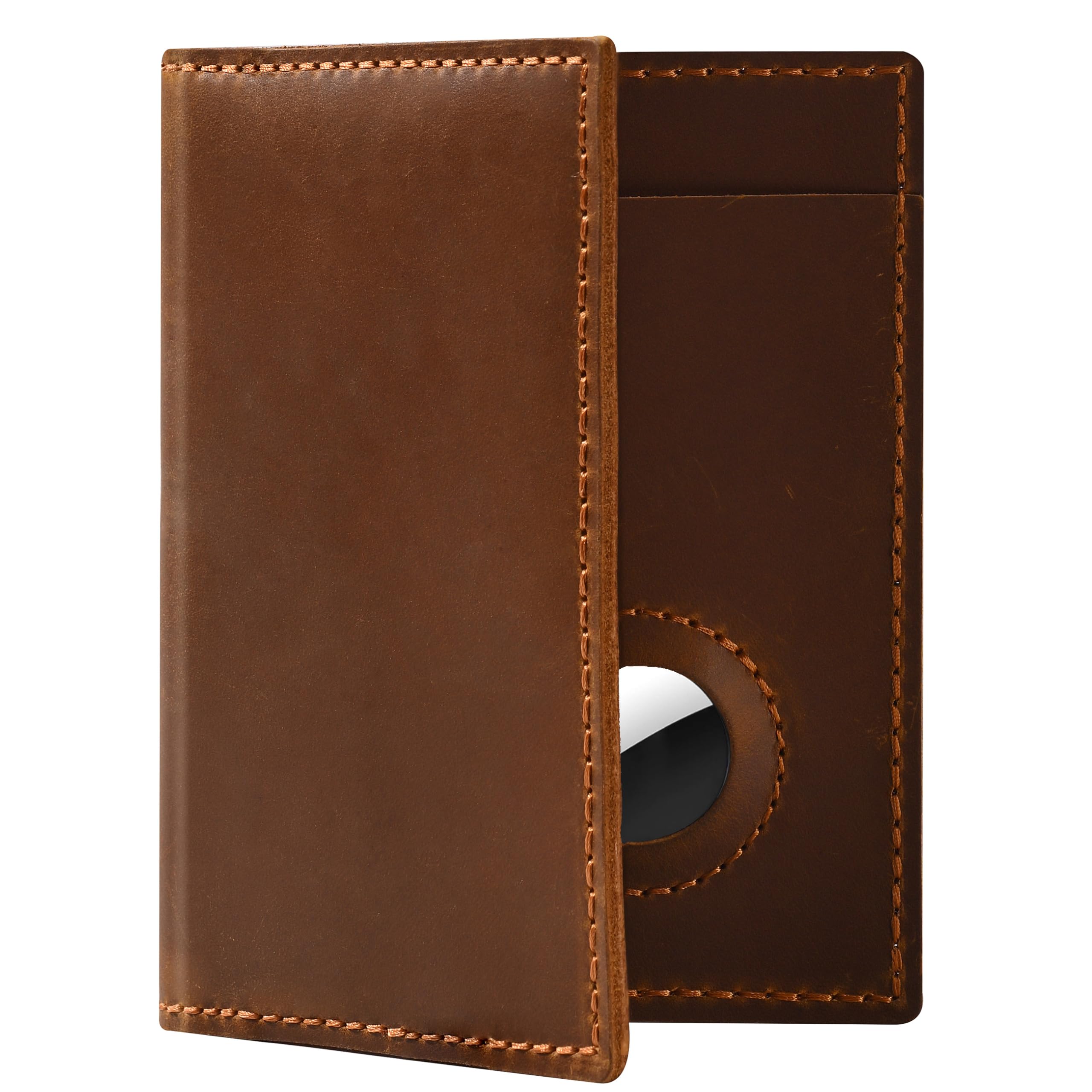 WHENON Passport Holder for Travel, Genuine Leather Passport Holder with Airtag, Rfid Passport Wallet Cover Case for Women Men, Travel Essentials Gift,