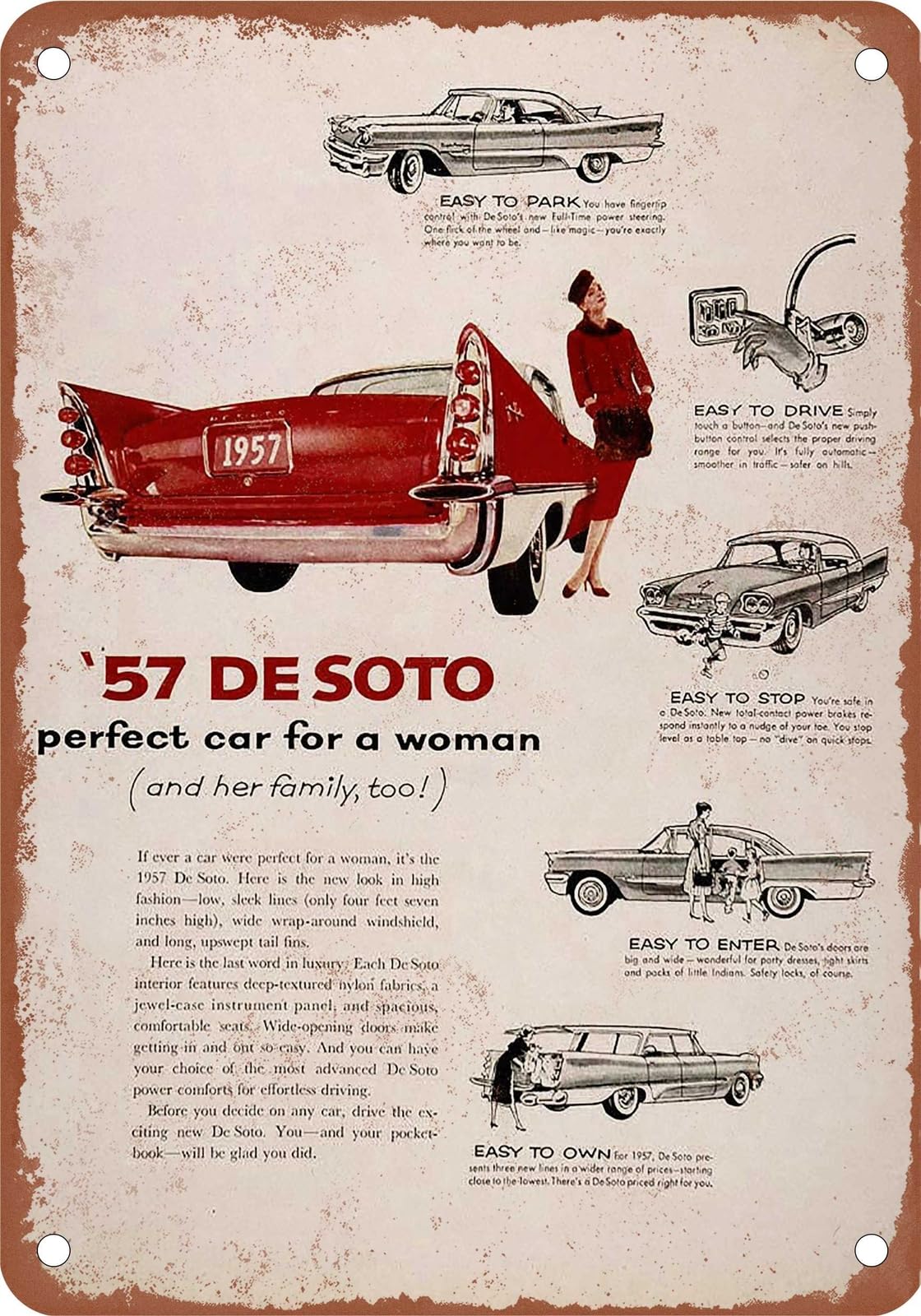 Miaomansenstore Metal Sign - 1957 Desoto Vintage Ad 08 - Old Retro Rusty Look Home Decor