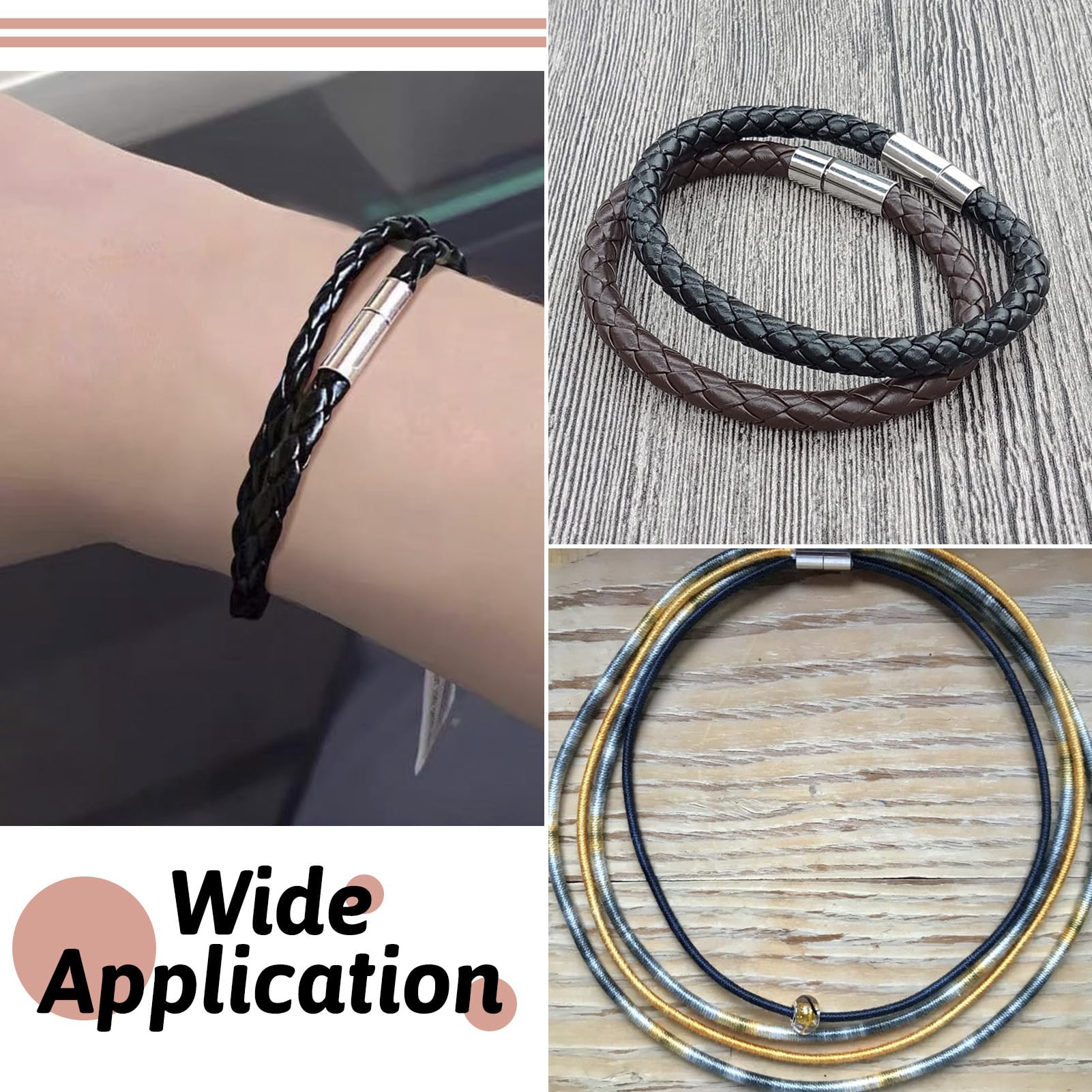 QUARKZMAN Chiusura in Pelle per Corda, 10 Pezzi Fermagli Magnetici per Corda in Pelle con Foro