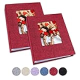 Small Photo Album 4x6 Photos, 2 Pack Linen Cover Mini Photo Book, 26-Page Holds 52 Pictures, Artwork or Postcards Storage for Baby