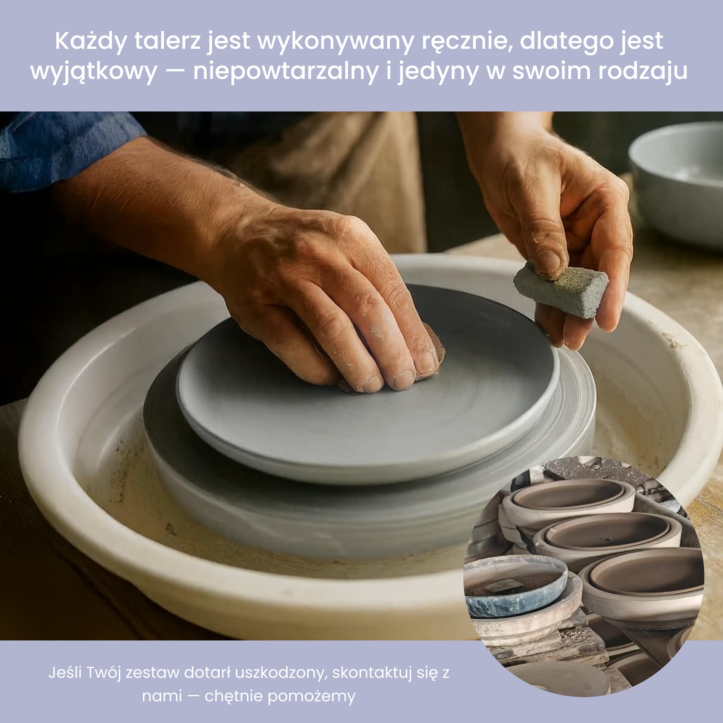 Zestaw naczyń z gresu porcelanowego dla 6 osób, 18-częściowy — wykonany z materiału mocniejszego i bardziej odpornego na zarysowania niż talerze i misek z kamionki, połysk lawendy | Zestaw zastawy