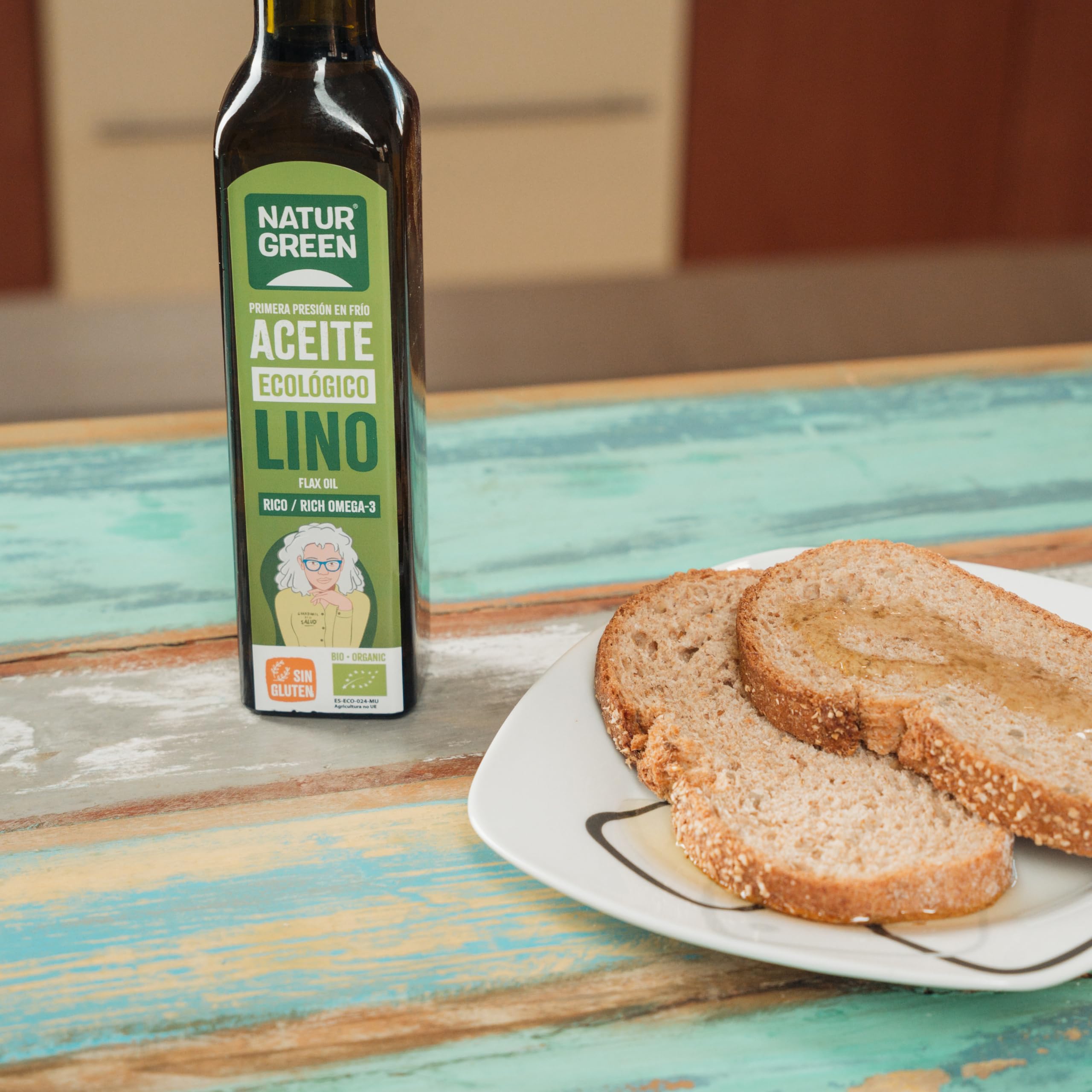Aceite Lino Bio NaturGreen 100% Semillas de Lino Ecológico Omega-3 Primera Presión 250 ml