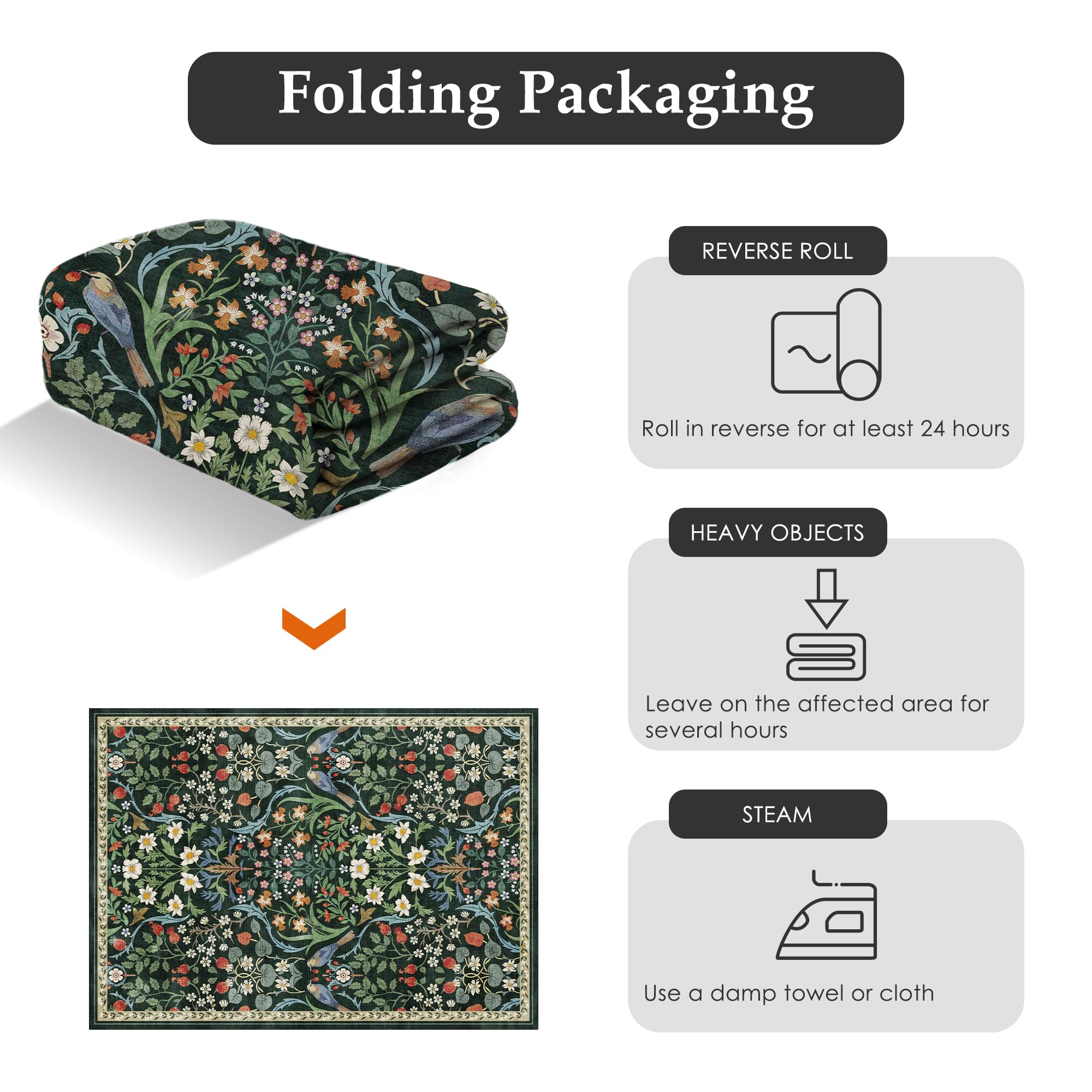 PureCozy Alfombra Salón 240x300cm Floral Pelo Corto Antideslizante Suave Retro Lavable Alfombras para Cocina Pasillo Pie de Cama Dormitorio Salón Verde Rug