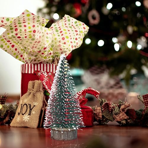 Miniatura 3 de Yardwe 18 piezas de mini árboles de Navidad artificiales de nieve helada árboles de Navidad botella de cepillo árboles para decoración de mesa