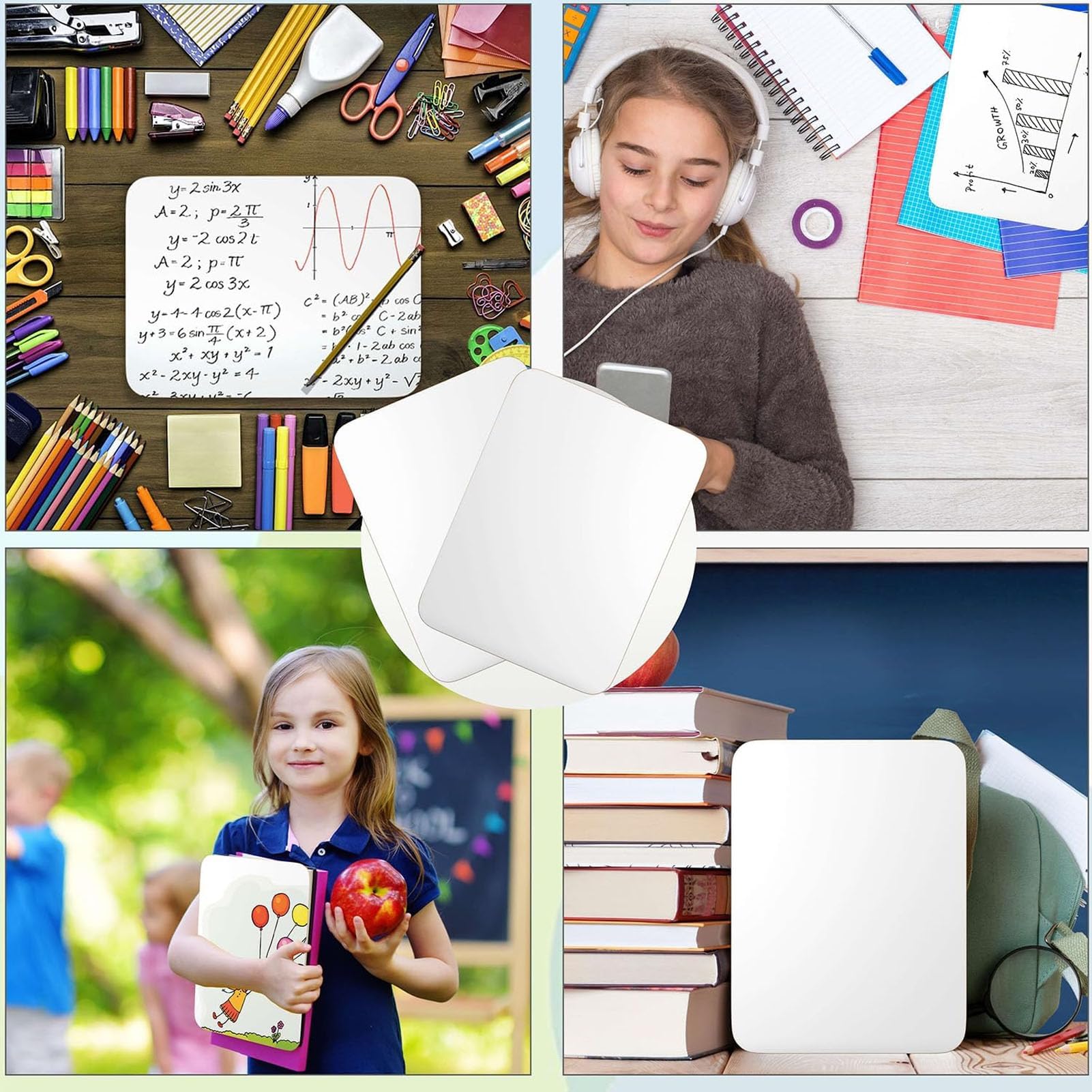 Generic Dwustronny Zestaw Tablic Suchościeralnych Magnetycznych dla Nauczycieli Uczniów Piszących Rysunek, 10 szt. Tablica 8,3x11,8" do Klasy w Biurze w Domu
