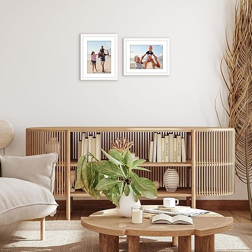 Vista 383 de Americanflat Portarretratos de 8 x 12 pulgadas con plexiglás pulido, juego de 2 portarretratos de 6 x 8 pulgadas con paspartú o para fotos de 8 x 12