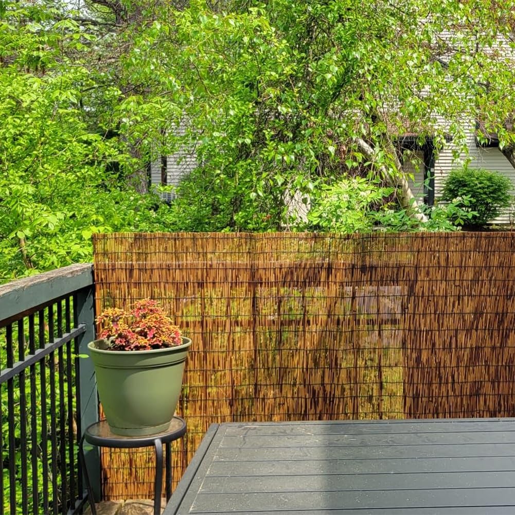 Generico bambù Recinzione per Esterno Giardino, Privacy Stuoia in Canne Larghezza: 50-180 Cm, Balcone Recinzione in Cannette, Bamboo Stuoia per Esterno Cortile Terrazza Piscina Decorative(60 * 500cm)
