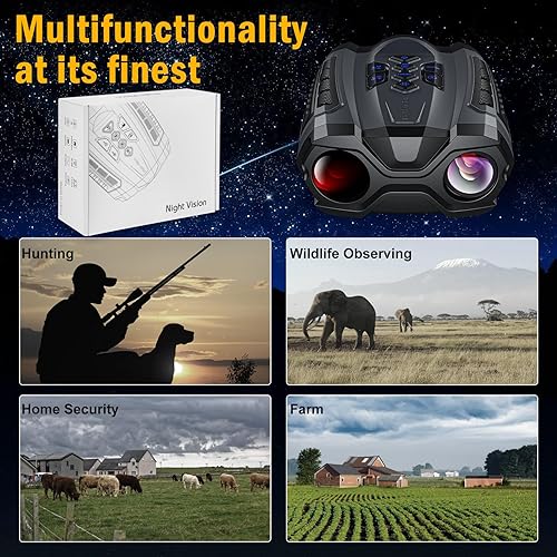 Miniatura 7 de Actualizado Gafas de visión nocturna, prismáticos digitales infrarrojos 4K, alcance de visión nocturna recargable de 4000 mAh para oscuridad,