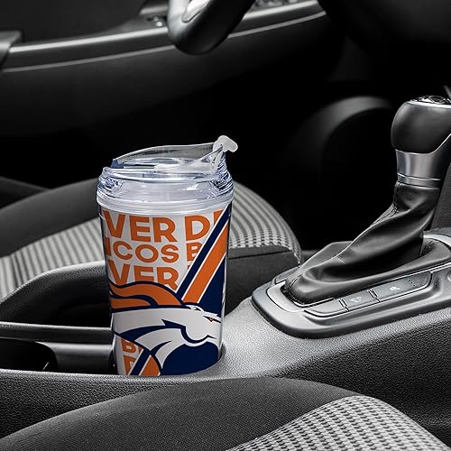 Miniatura 122 de Rico Industries NFL Football - Vaso de acrílico de 24 onzas con tapa con bisagras, vaso de doble pared con licencia oficial para fanáticos de la NFL