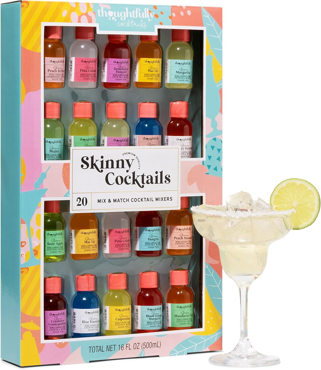 Thoughtfully Cocktails, Mix and Match Skinny Cocktail Mixers in Glass Bottles, Vegan and Vegetarian, Combine Two Bottles for a Delicious Sugar-Free Cocktail Mixer, Pack of 20 (Contains NO Alcohol) | Sugar Free Cocktail & Mocktail Mixers, Bartender Gift, Home Bar, Hostess Gift, Housewarming, Happy Hour