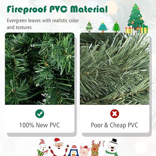 Miniatura 3 de DORTALA Árbol de Navidad preiluminado, árbol de Navidad artificial de pino de 6 pies con 666 puntas de ramas y 250 luces LED multicolor, soporte de