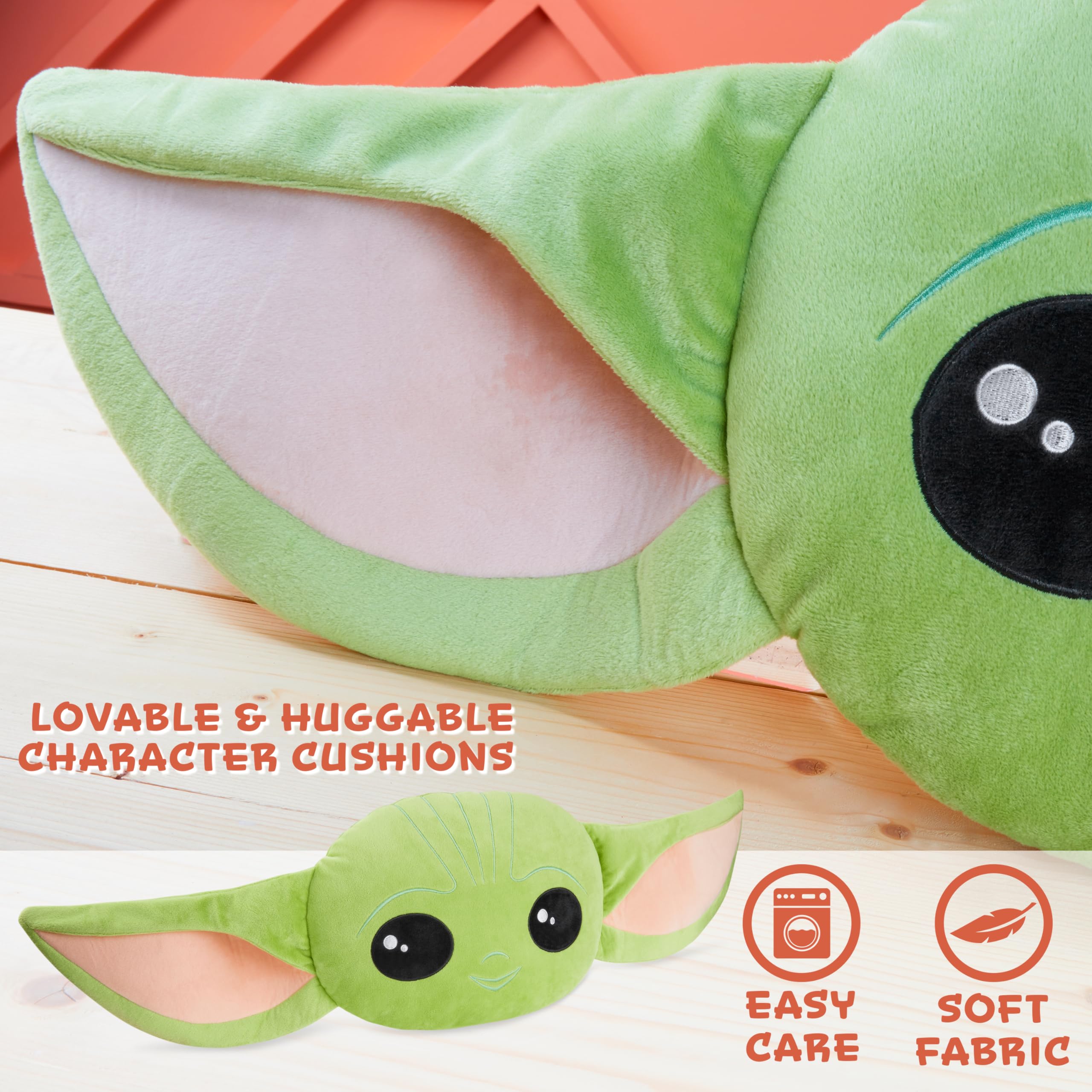 Disney Stitch Cuscini Peluche 3D Divertenti per Divano o Letto, Cuscino Decorativo per Bambini e Donne, Regali Bambini (Verde Baby Yoda)