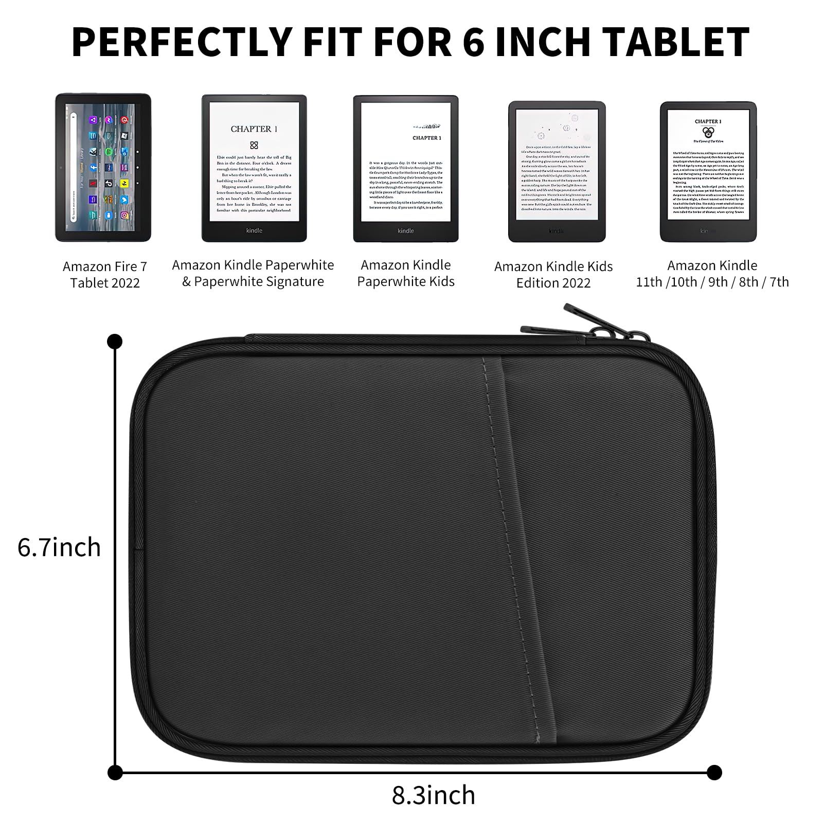 Custodia universale per Kindle Paperwhite/Colorsoft 2024 7", Anti-Drop Protective Sleeve Case, Nero