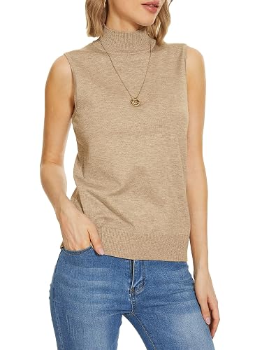 INKOFF Women's Mock Neck Tops Sleeveless Turtleneck Sweater