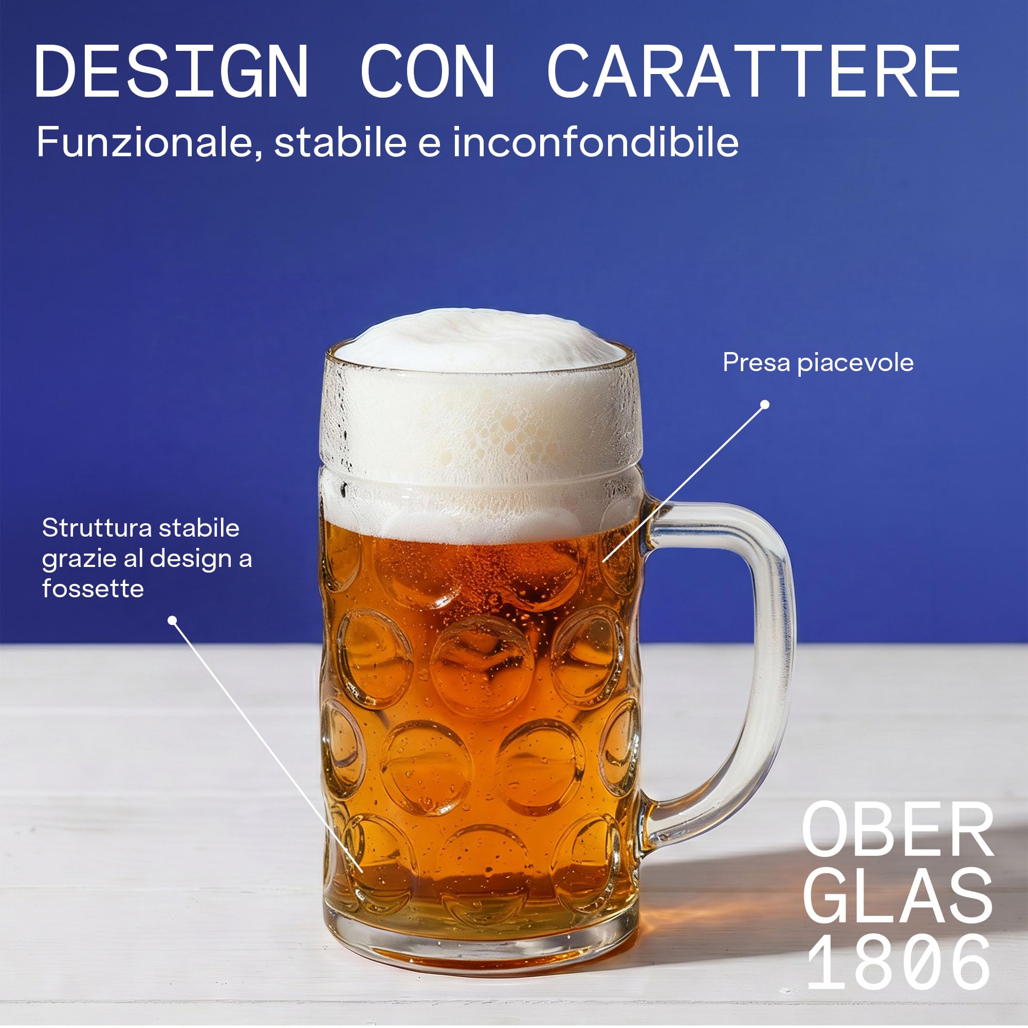 Stoelzle, boccale da birra tradizionale “Isar”, da 0,5 l, originale Oktoberfest, set da 6 pezzi, lavabile in lavastoviglie e di alta qualità