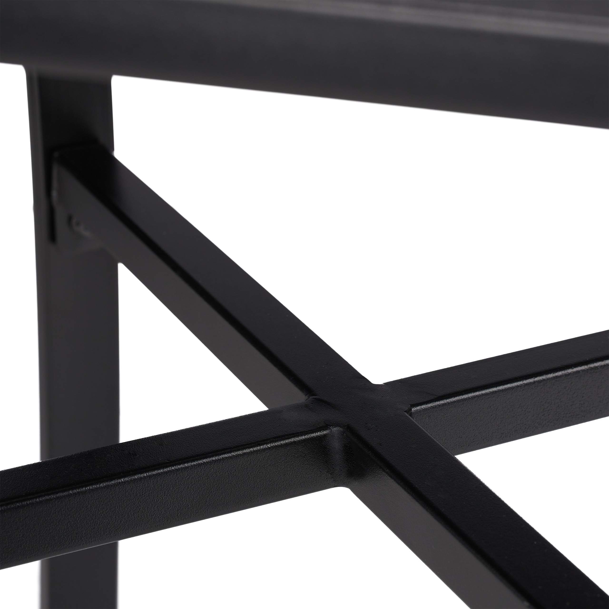 Relaxdays Tavolino da Giardino Quadrato, per Giardino e Balcone, Arredamento da Esterno, Acciaio, LxP: 46x46 cm, Nero