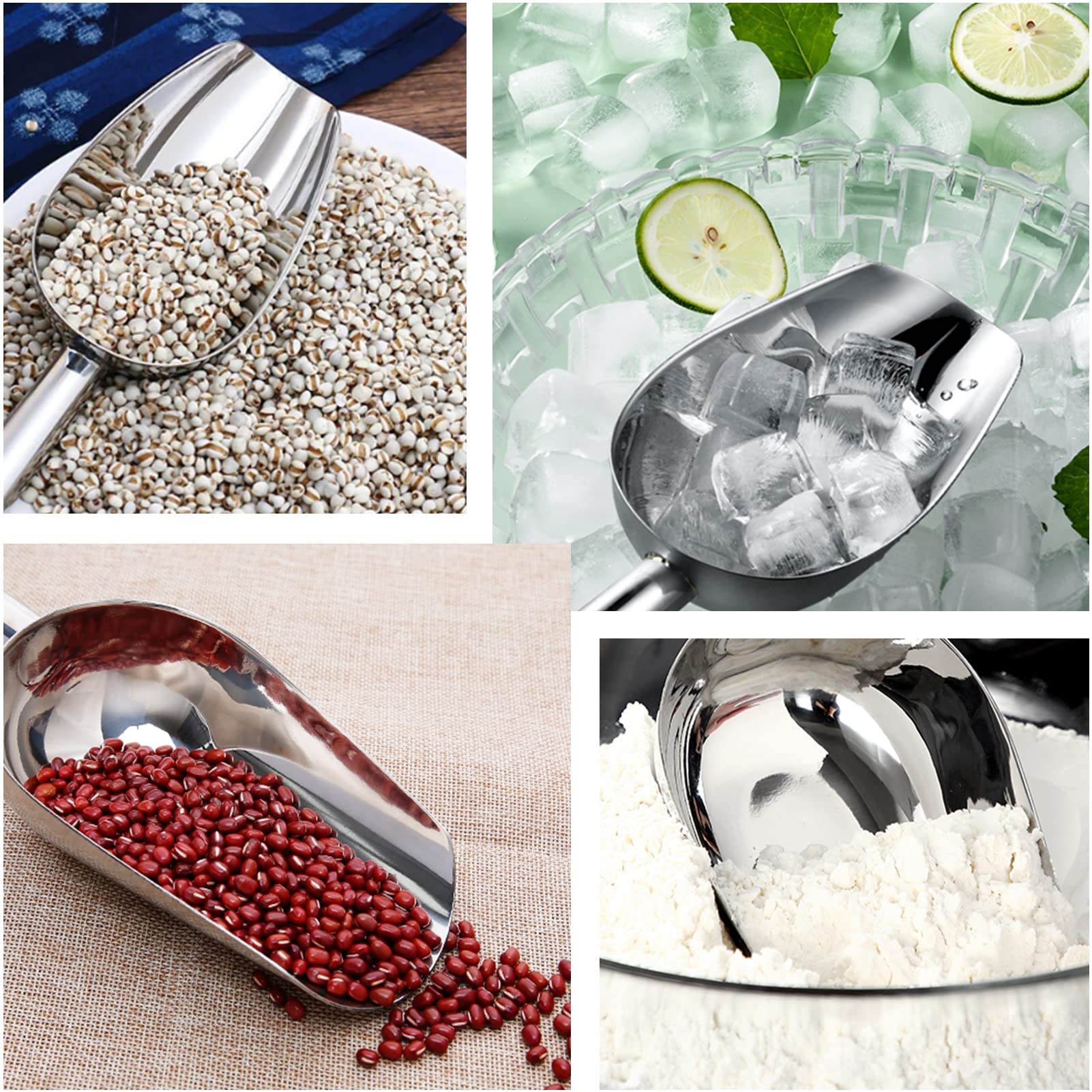 Paletta per ghiaccio in acciaio inox, 5 palette per caramelle, multiuso Paletta per Alimenti in Metallo, Cucchiaio Pratico da Cucina per buffet, bar e cucina, feste, matrimoni(Tramutante)