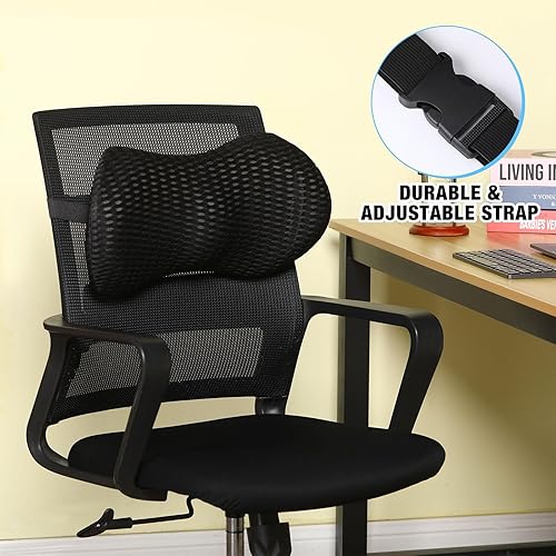 Miniatura 6 de Menkxi 2 almohadas de apoyo lumbar de espuma viscoelástica para silla de oficina, cojín de espalda antideslizante para automóvil, ergonómica,