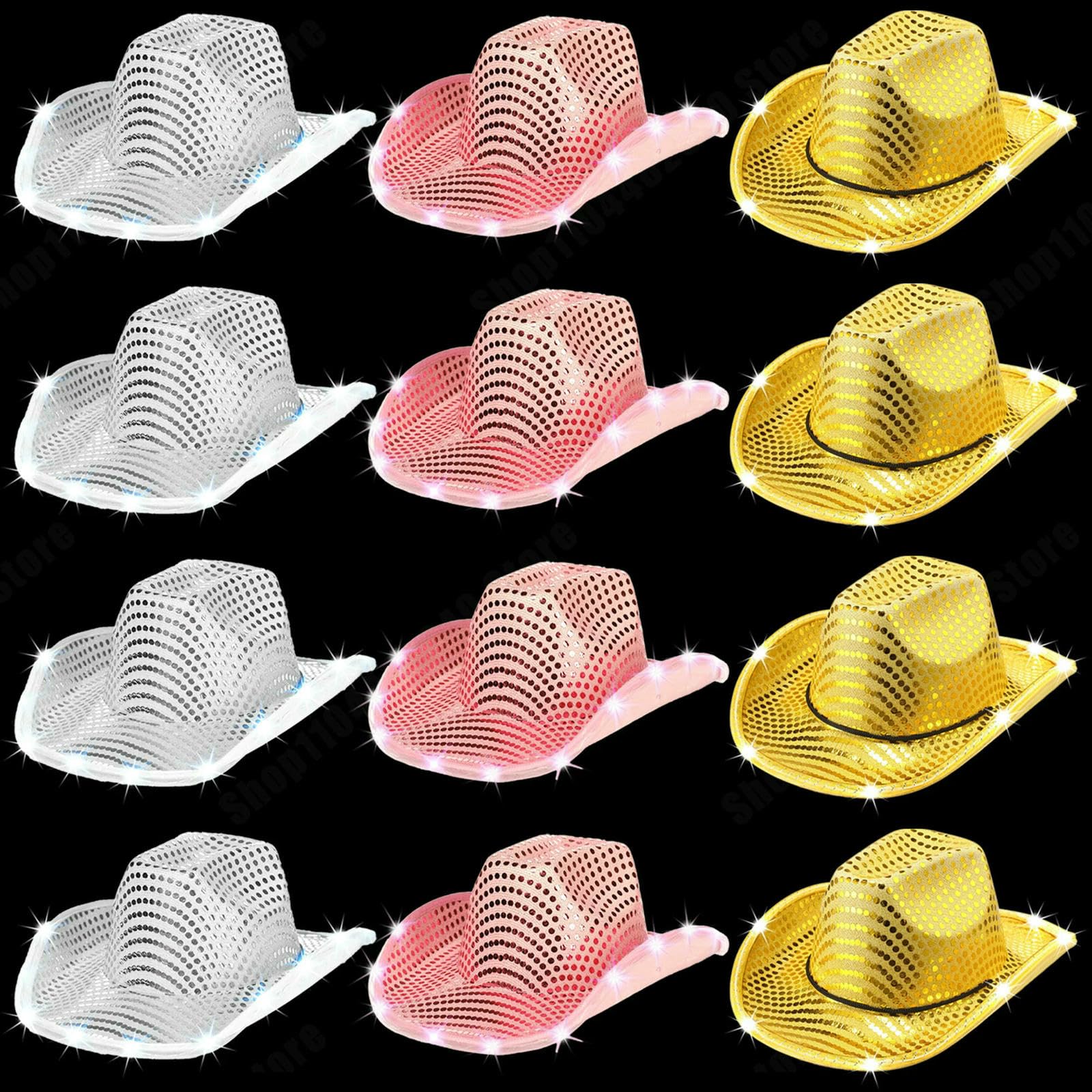czapka typu bucket czapka LED świecąca kowbojska kobiety migające cekiny ślub wieczór panieński luzem zabawa czapki unisex