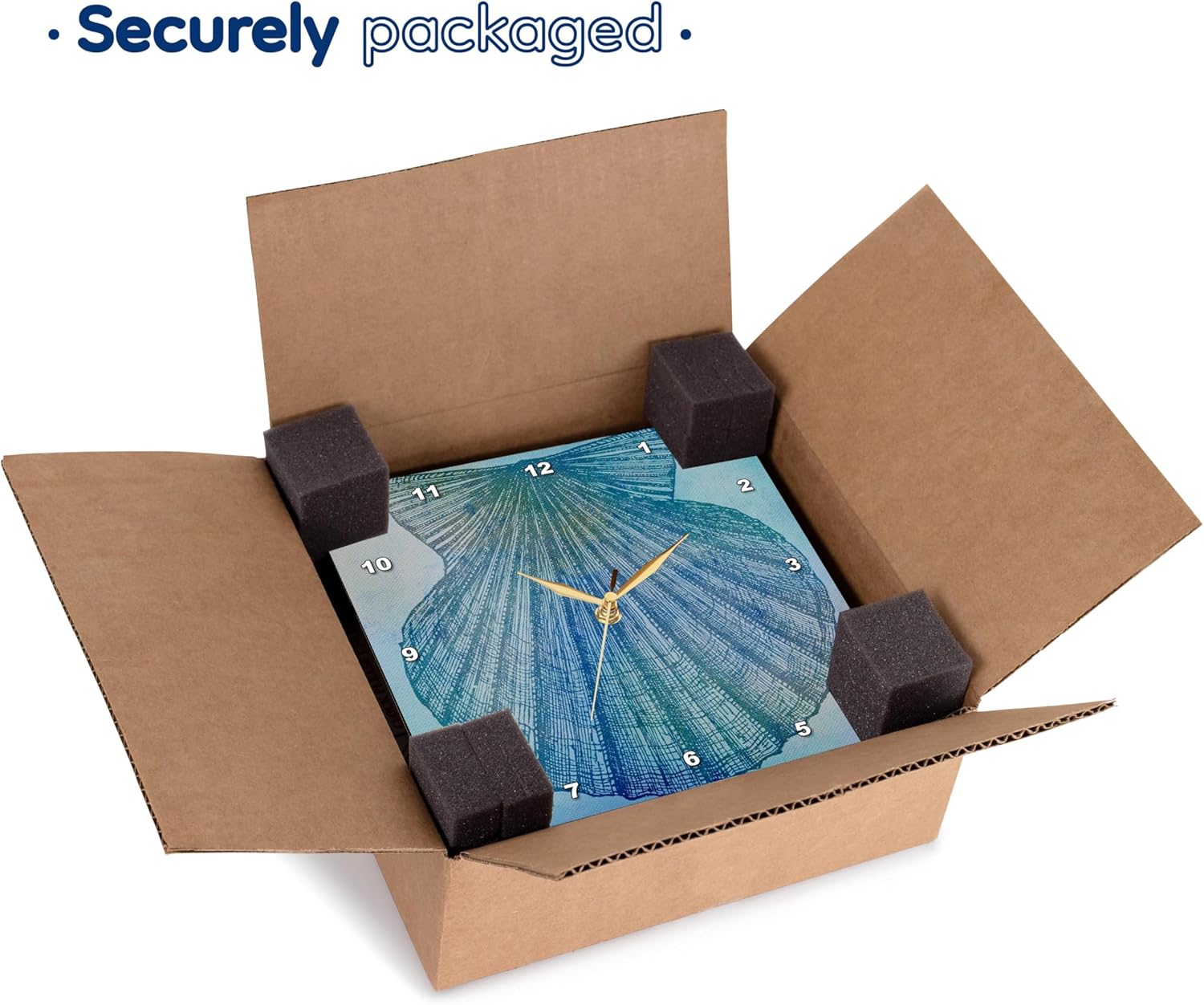 3dRose DPP_79342_3 Large Aqua Shell Beach Theme Art Wall Clock, 15 by 15-Inch