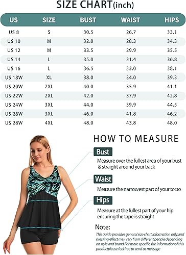 Miniatura 7 de Septangle Women's Two Piece Swimsuit V Neck Tankini Bathing Suit for Big Bust Plus Size Swimwear with Boy Short