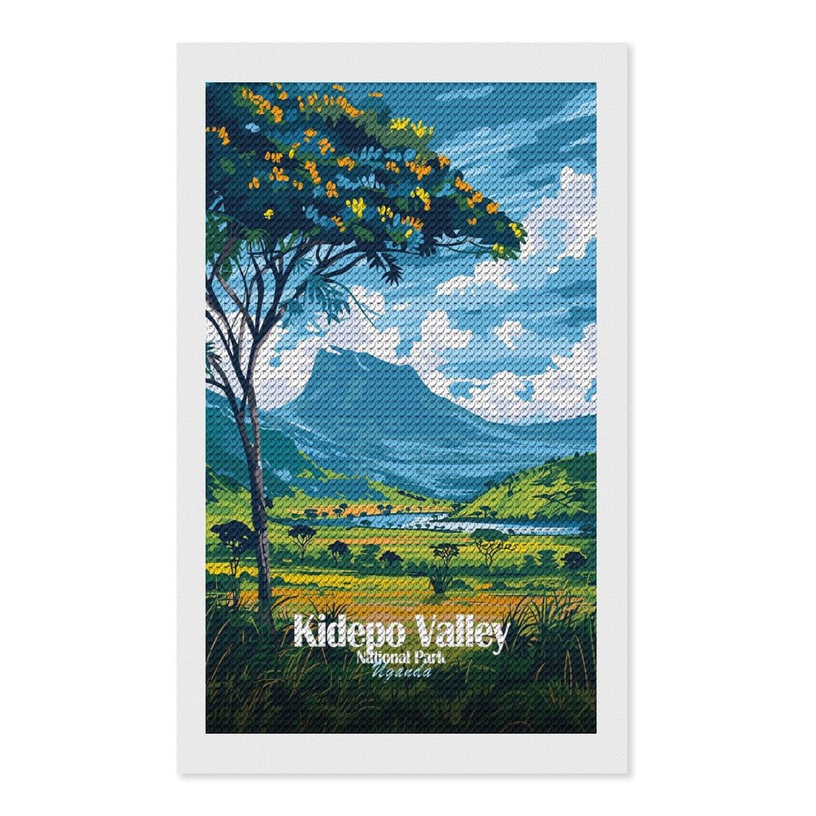 Junmoney Kidepo Valley National Park, Uganda Full Drill Diamond Painting Kit 12"x20", for Teens, Calming Craft to Unwind, Home Wall Decor, Christmas Gift