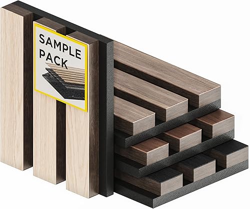 Samples-Pack - Paneles de pared de listones acústicos - Paneles de madera insonorizados para decoración de interiores