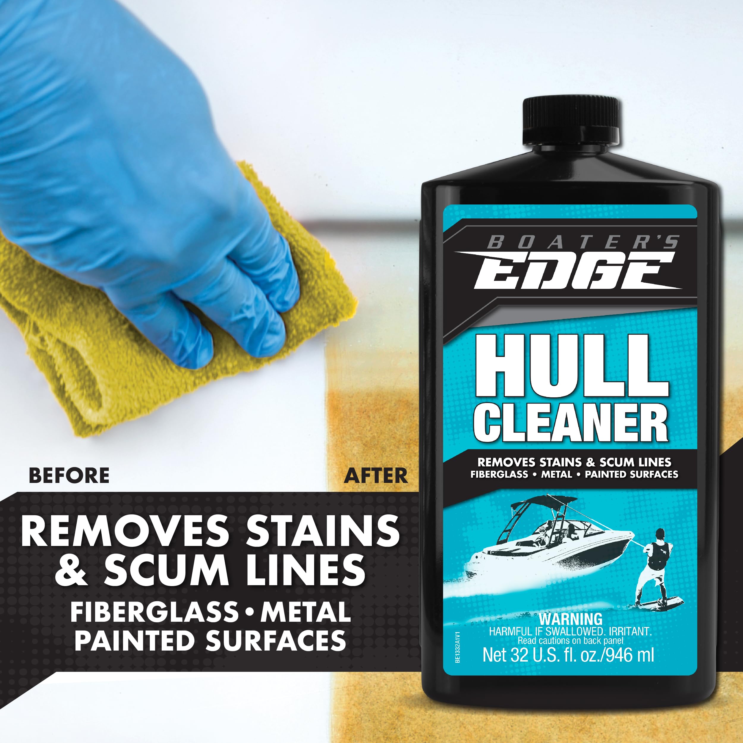 BOATER'S EDGE Hull Cleaner - Fiberglass, Metal & Painted Surface Stain Remover - 32 OZ (BE1332)