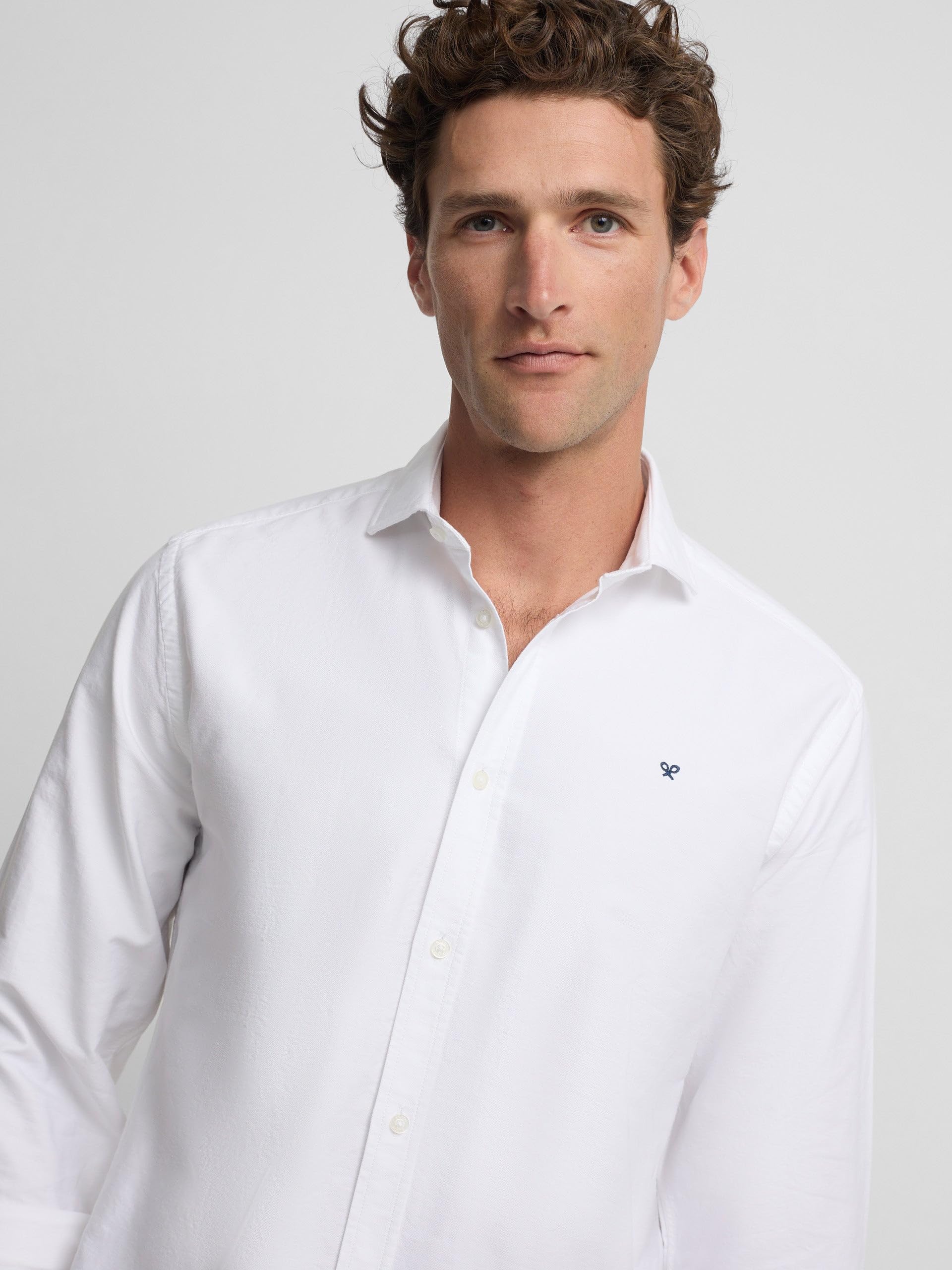 SILBON Camisa Sport Oxford Cutaway Manga Larga para Hombre