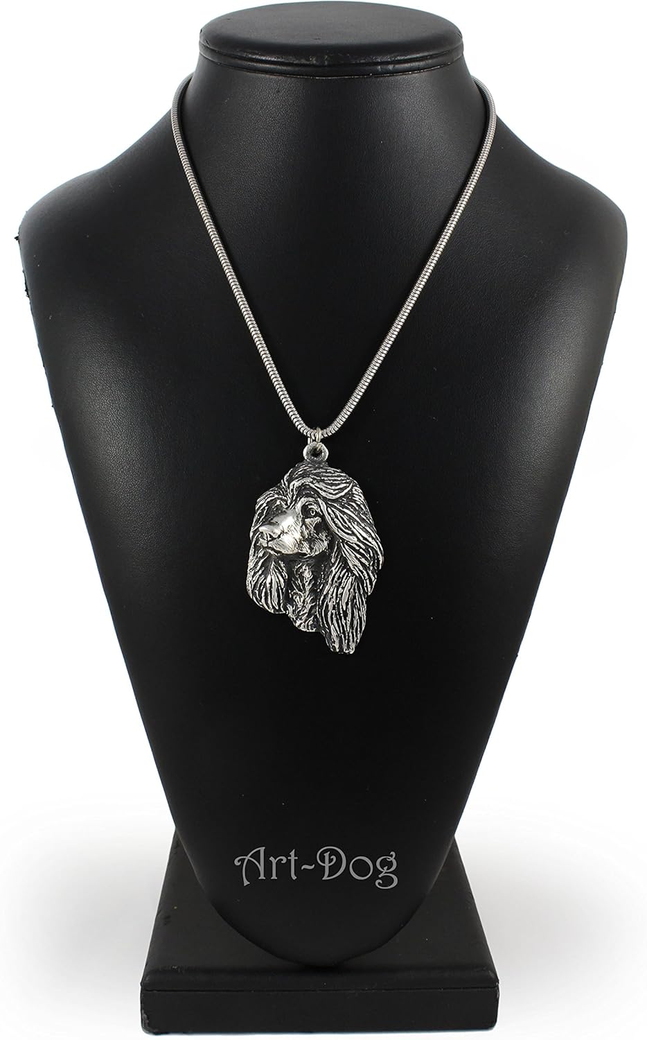 Art-Dog Collection Dog Pendant on Silver Thread - Handmade Dog Necklace with ZnAl Base and Silver Coating – Silver Dog Necklaces for Men and Women – Dog Breeds Jewelry – Afghan Hound I