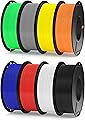 ELEGOO Pack of 8 Spools of PLA Filament 250g 1.75mm, 8 Colors of Filament for 3D Printers, Dimensional Accuracy +/- 0.03mm, 8 Spools of 250g