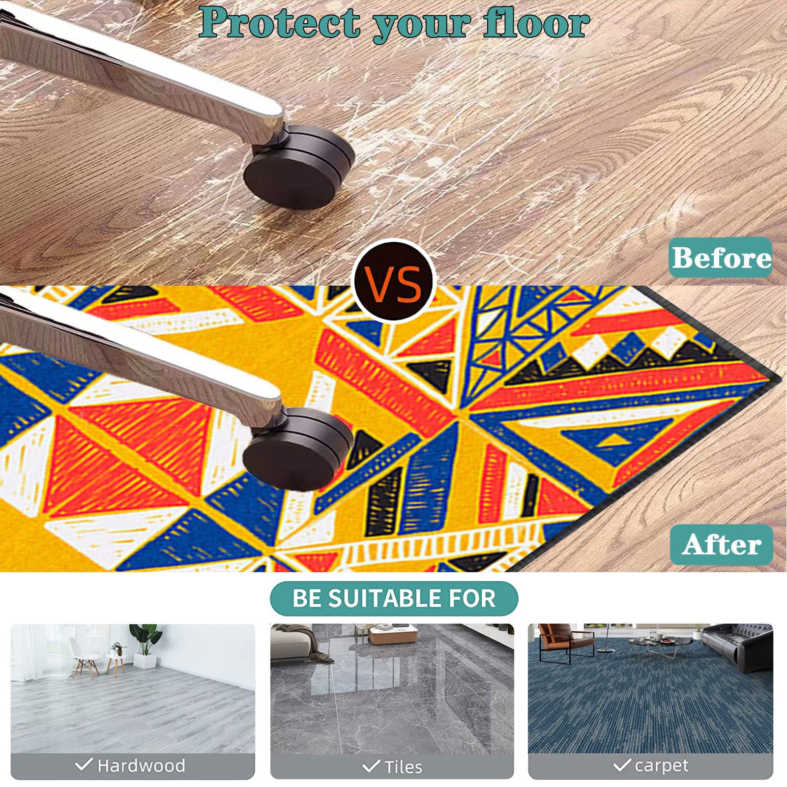 Alfombrilla multiusos para silla de oficina para suelo alfombrado, tapete para silla de juegos, protección de alfombras, tapete de silla de escritorio, tapete para suelos de madera dura, tapete de