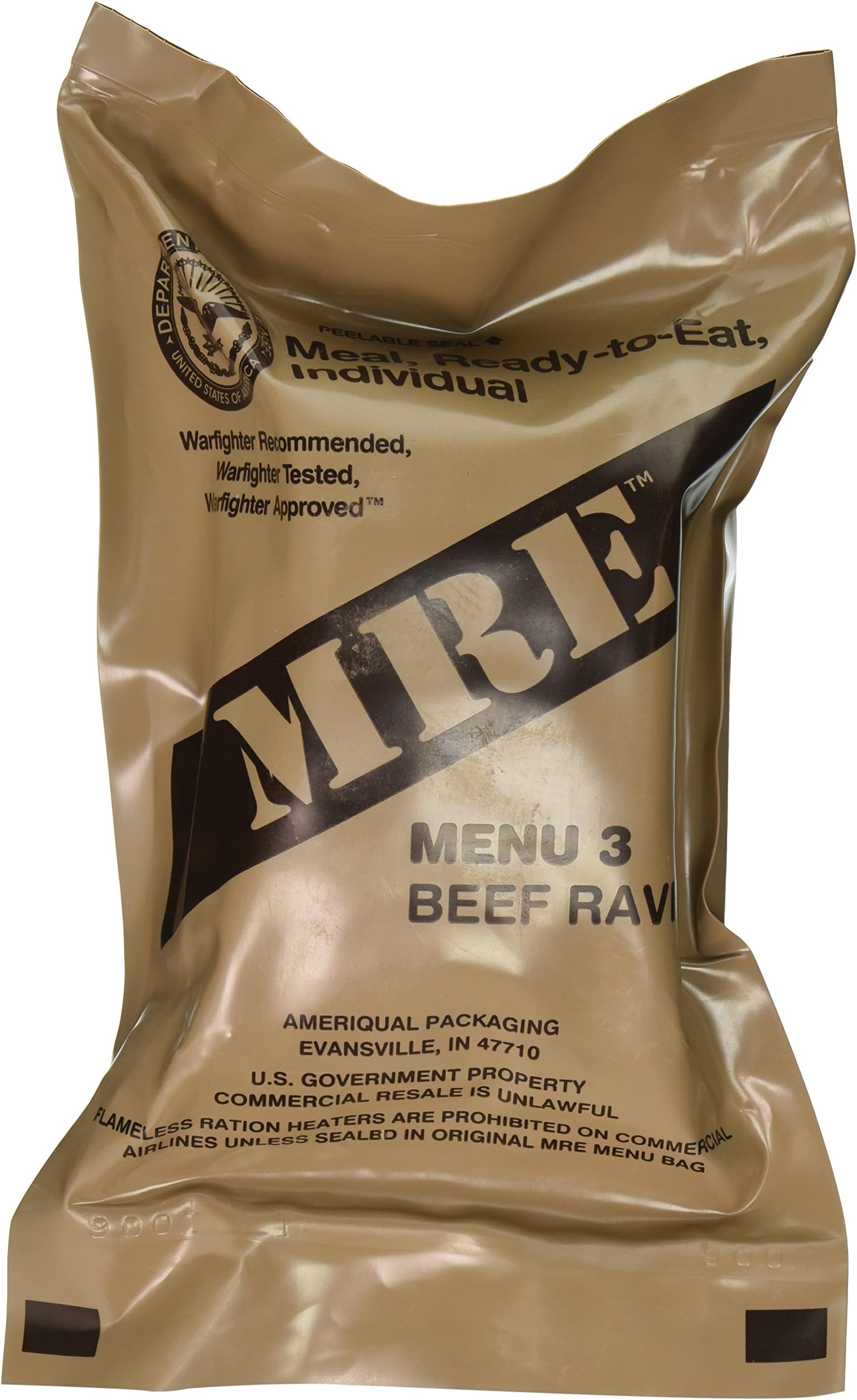 Beef Ravioli MRE Meal - Genuine US Military Surplus Inspection Date 2020 and Up
