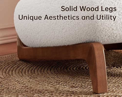 Miniatura 3 de Morden Fort Silla Accent Cloud Boucle con respaldo inclinable, moderna silla de patas de madera sin brazos con cojín grueso para sala de estar,