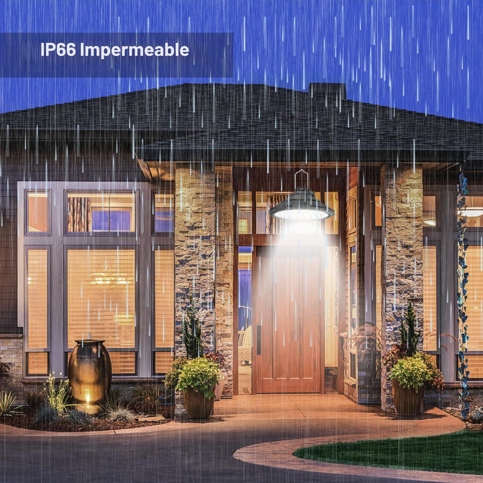 Lixada Lámparas solares para exterior e interior, IP66, resistentes al agua con mando a distancia, 3 temperaturas de color/4 modos, lámparas LED solares colgantes para granero, granja, jardín, patio