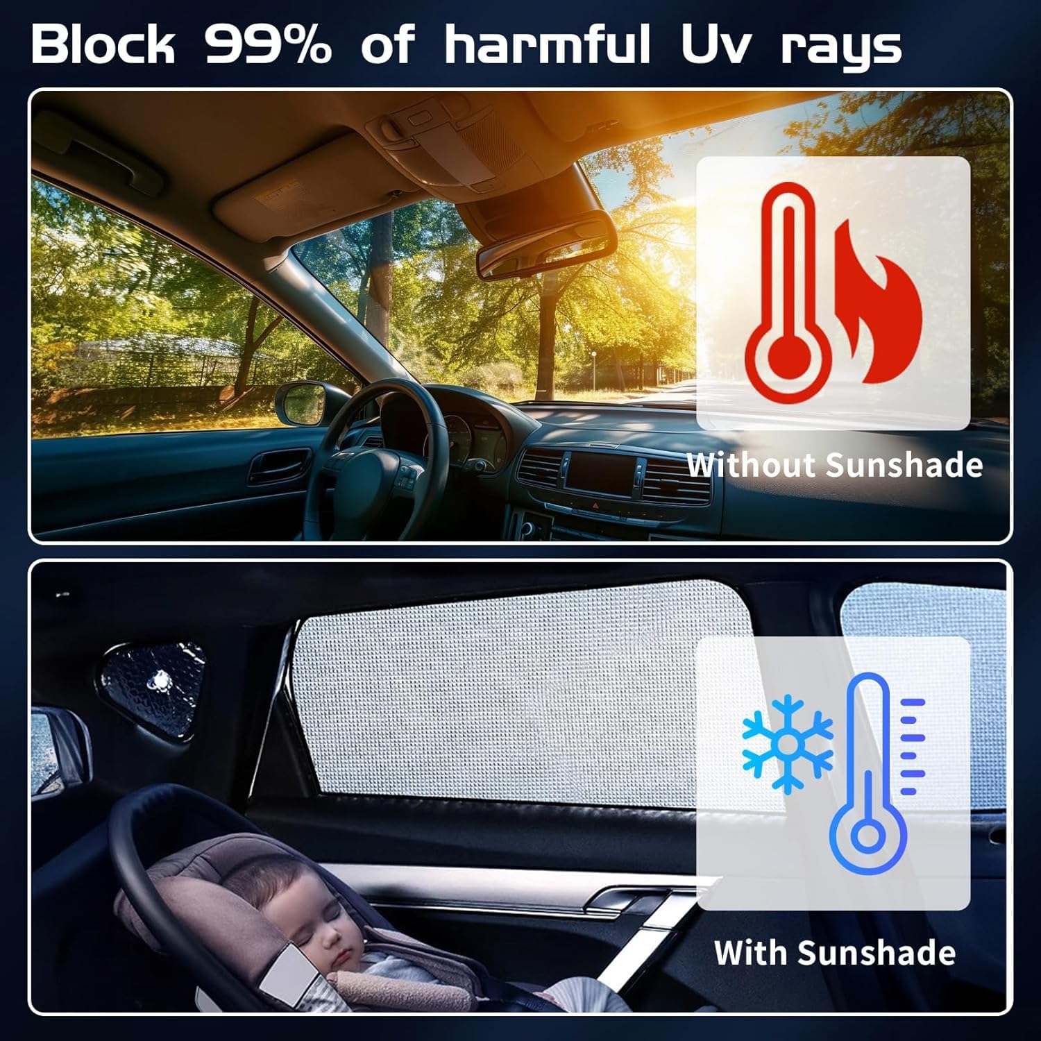 Interne Thermo-Jalousien-Set für VW T5, T6, LWB, Van, 8 Stück, Thermo-Windschutzscheibenabdeckung mit 40 Saugnäpfen, Wohnmobil-Fensterisolierung, Sonnenschutz, silberfarbene reflektierende