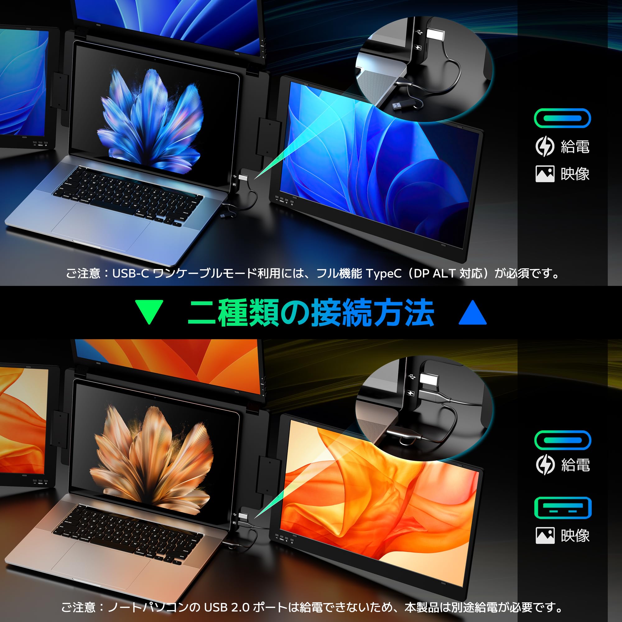 Amazon.co.jp: NORSMIC トリプルモニター 15.6 インチ マルチモニター