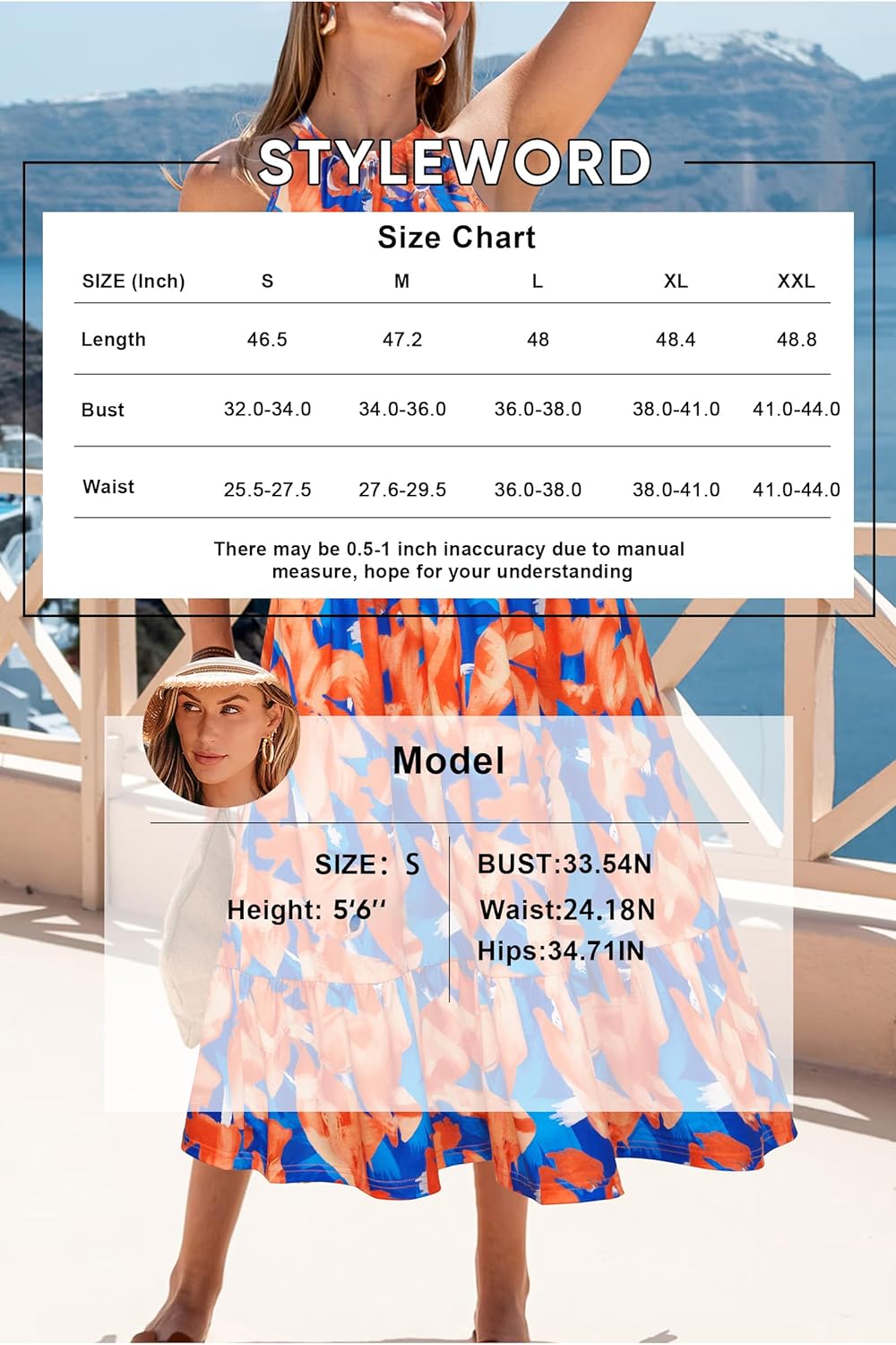 STYLEWORD Women’s 2026 Summer Dress Maxi Vacation Floral Halter Neck Sleeveless Flowy Sundress with Pockets - Image 7