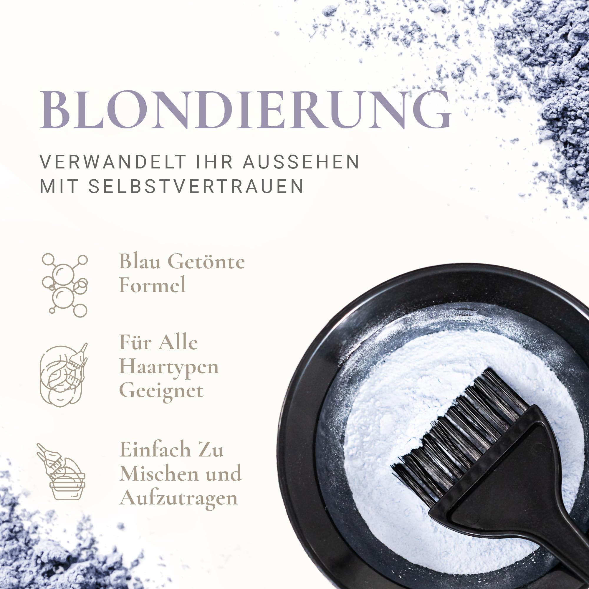 Poudre décolorante – Blondissement jusqu'à 7 tons – Anti-jaune, sans poussière, végétalien, sans paraben, sans gluten, épaisseur sans silicone, pâte crémeuse pour une excellente tenue dans