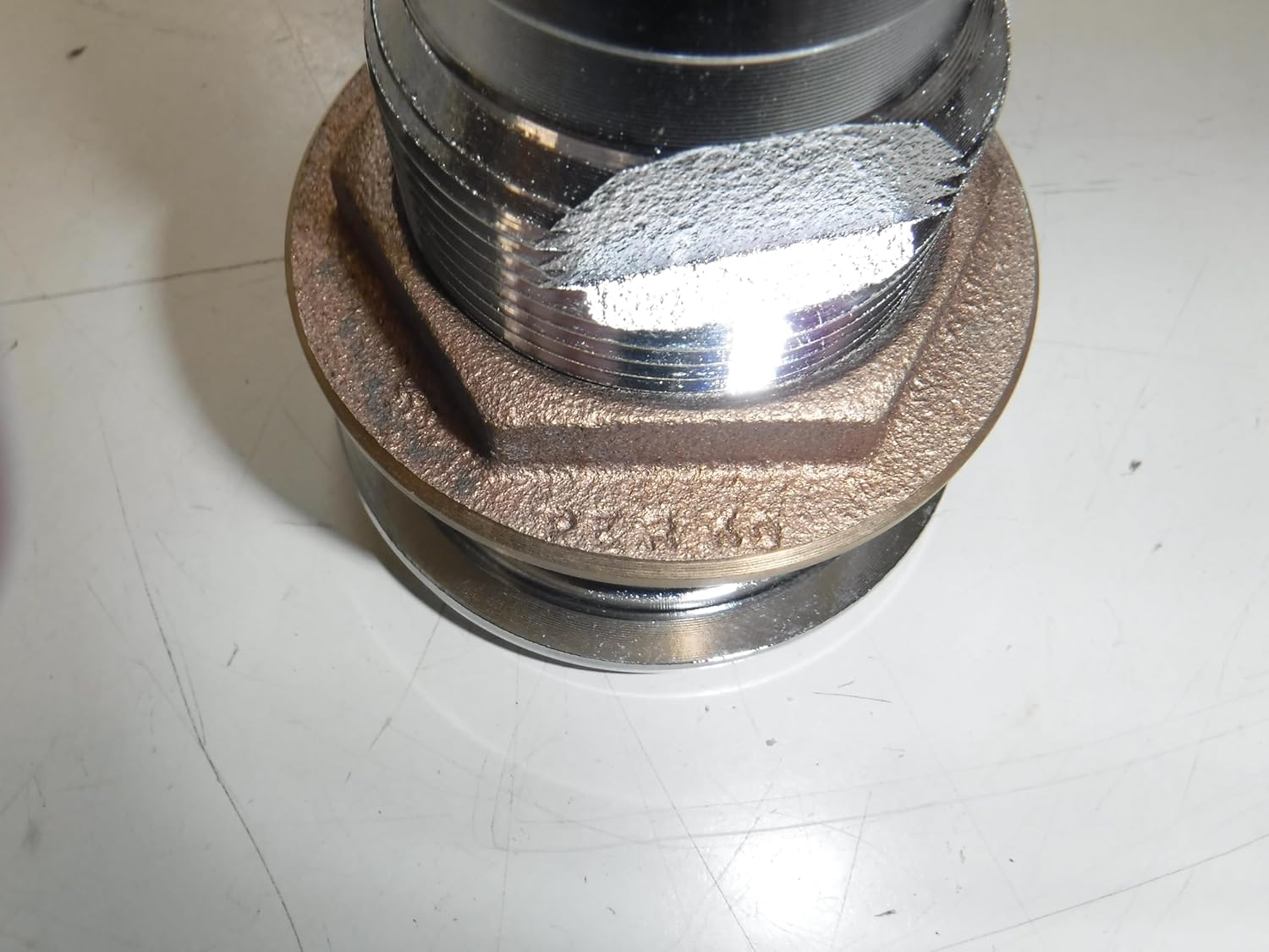 PERKO Chrome Bronze Through-Hull Fitting, 1 1/4 inch, 1 1/2 inch ID Hose Compatible