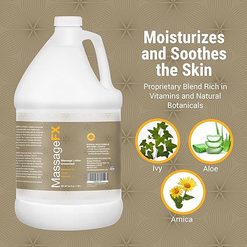 Miniatura 5 de Massage FX Loción de masaje sin perfume, 12 galón, loción de masaje profesional para terapia de masaje con aceite de semilla de girasol, árnica y