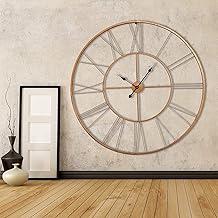 Decor Wishes Modern Abstract Metal Wall Clock Decorative Big Stylish Wall Clock Unique Wall Clock Roman Number Metal Clock (Design 3)