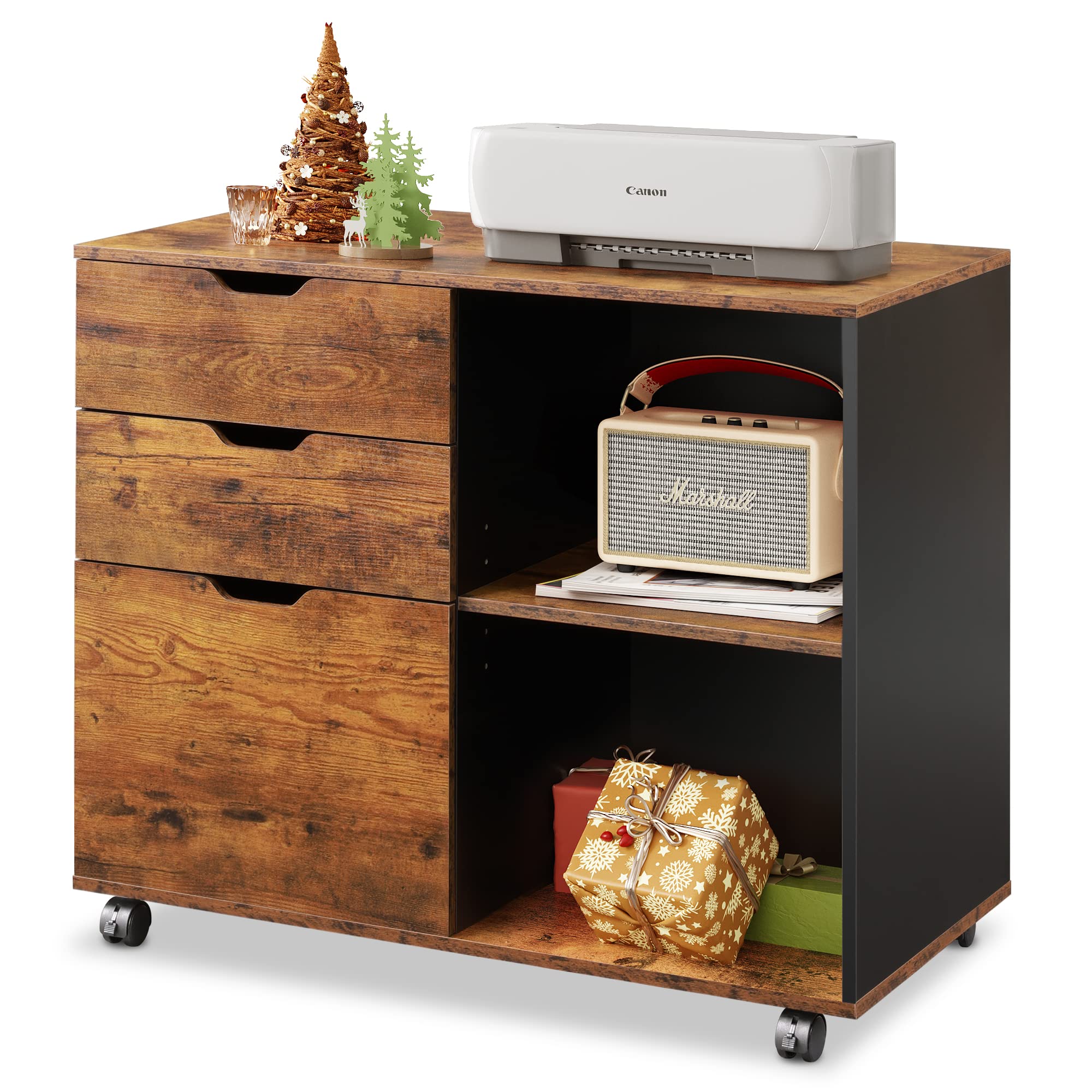 DEVAISE 3Drawer Wood File Mobile Lateral Filing