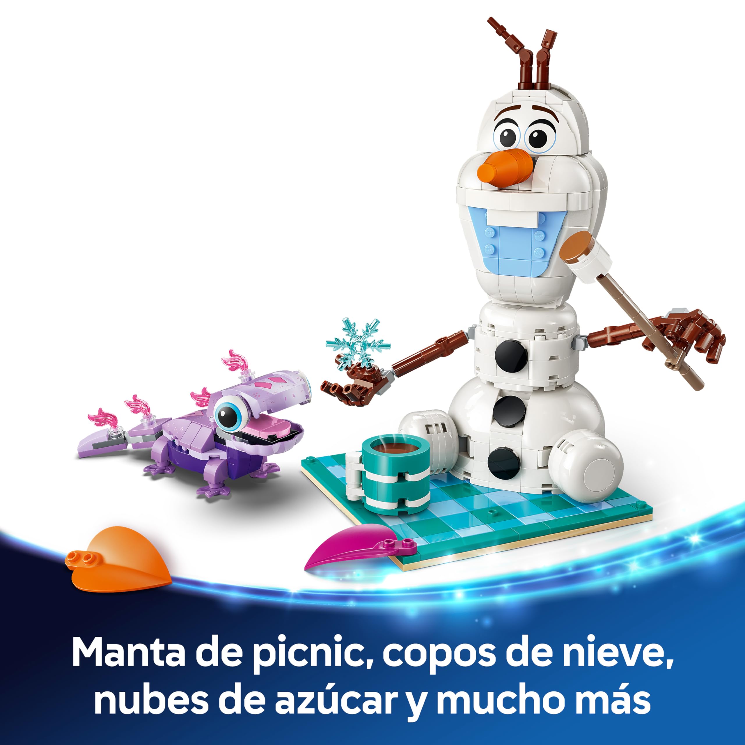 LEGO | Disney Frozen Divertido Pícnic de Olaf y Bruni de Juguete - Figura de Muñeco de Nieve con Mantel y Accesorios de Pícnic - Decoración del Dormitorio - Regalo para Niñas de 7+ Años y Fans - 43287