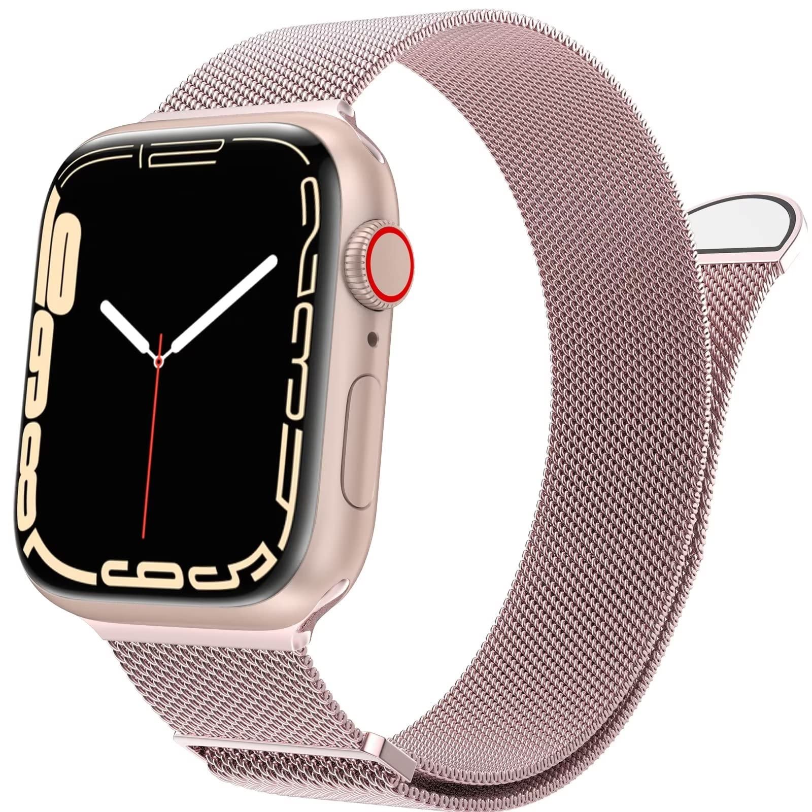 VEMIGON Compatible for Apple Watch Band Series 10 42mm, Series 9/8/7/6/5/4/3/2/1/SE 41mm 40mm 38mm, Stainless Steel Mesh Loop Magnetic Clasp Replacement Strap for iWatch(Watch Not Included) Rose Pink-image-49