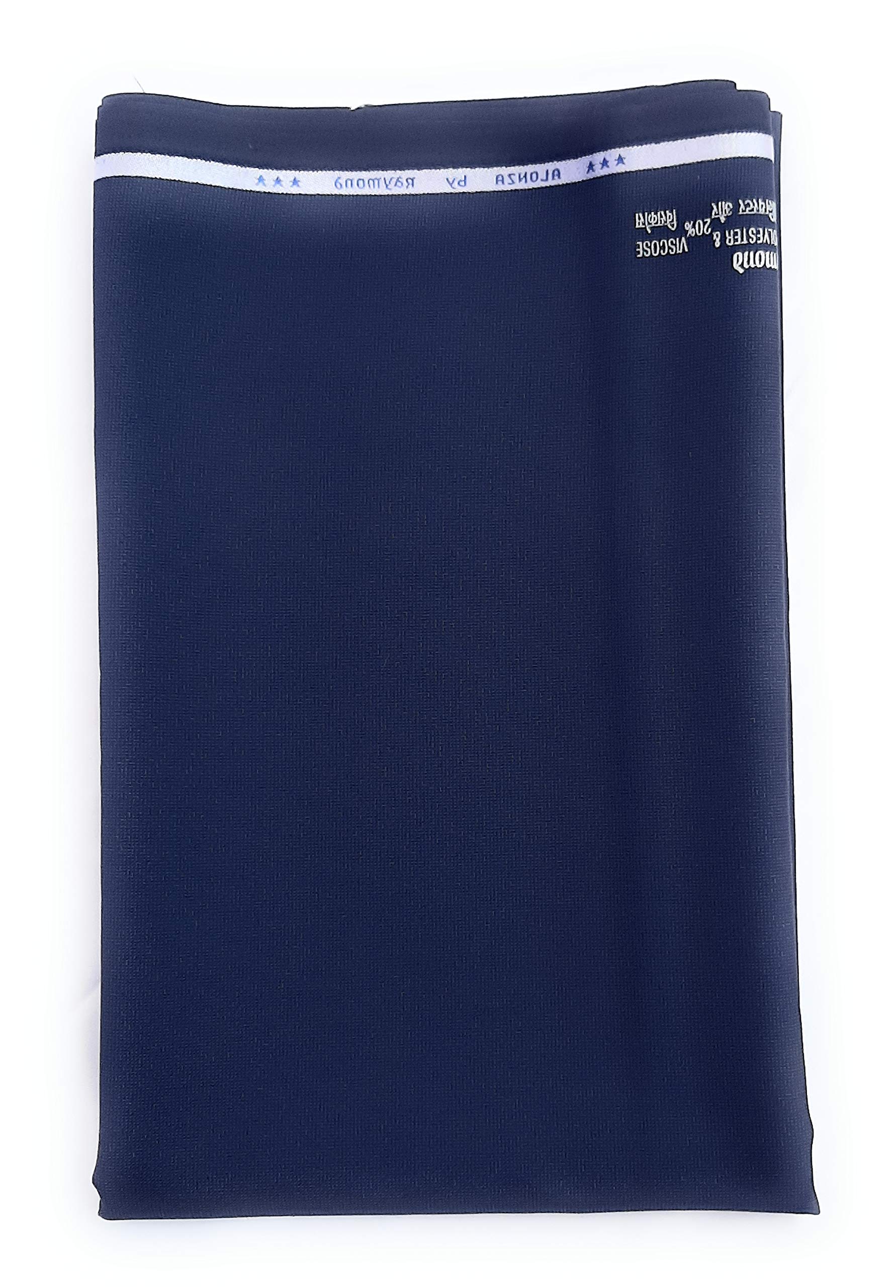 Men's Polyester Unstitched 1.30 m Trouser Fabric (Dark Blue, Free Size)