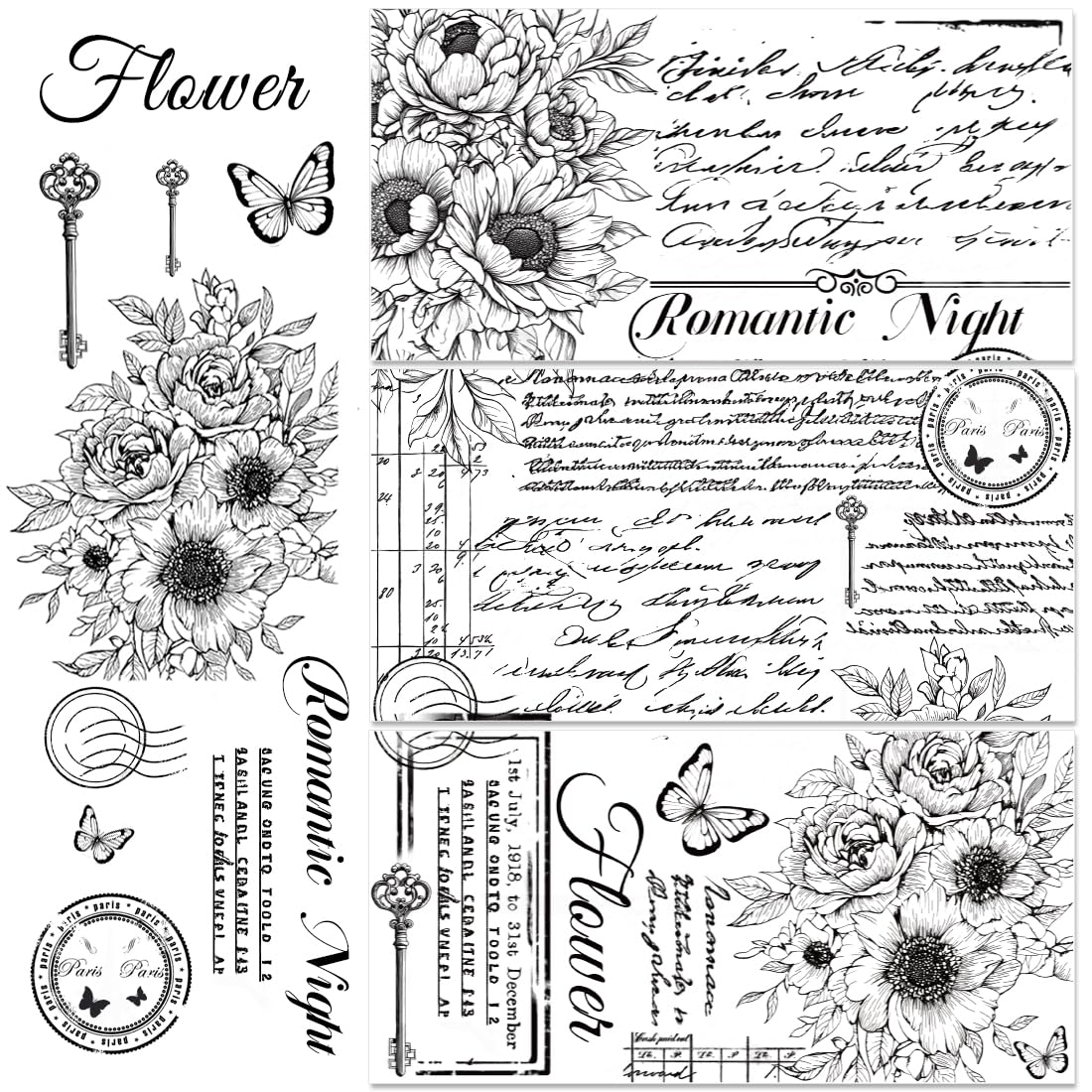 Amazon.com: BEUNITONE 3 Sheets Vintage Word Rub on Transfers Black Warm ...