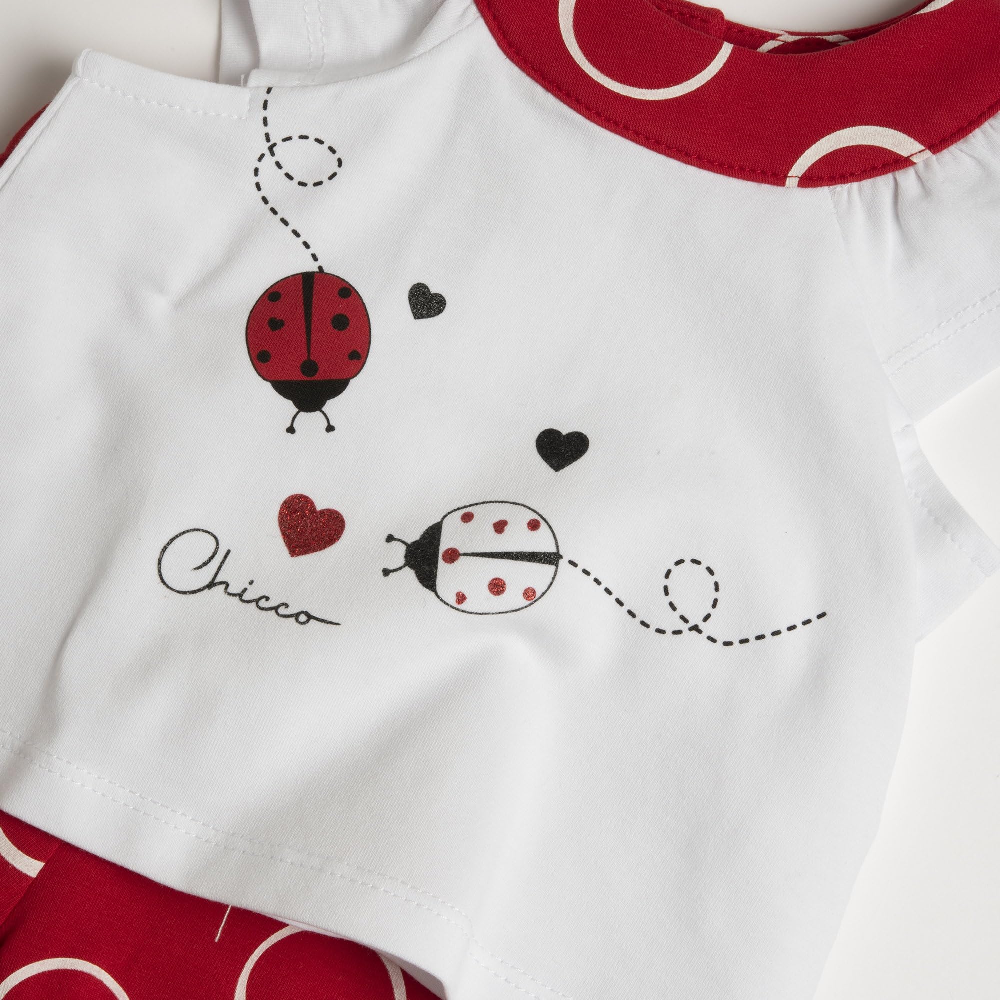 Chicco, Compleet voor Pasgeboren Meisje met T-shirt en Korte Broek, met Knopen op de Achterkant, met Moderne en Trendy Grafische Prints, van Katoen, Machinewasbaar, 0-24 Maanden, Entworfen in Italien