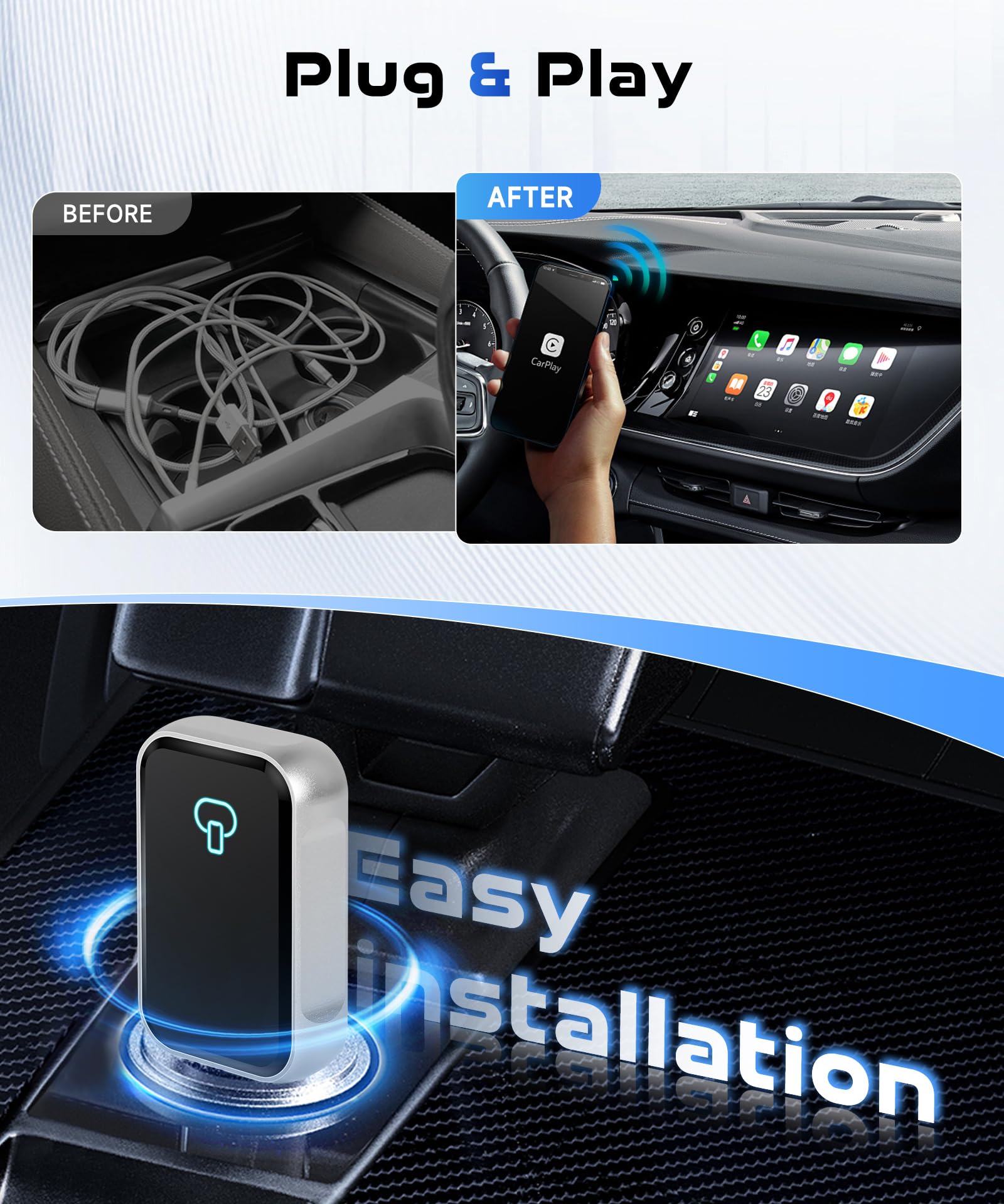 Senza Fili Carplay e Senza Fili Android Auto Adattatore, 2 IN 1 Stick per Convertire Android Auto/Car Play Cablato in Wireless per Auto con CarPlay Cablato, Adattatore Wireless Car Play Tipo-C/USB Senza Fili Carplay e Senza Fili Android Auto Adattatore, 2 IN 1 Stick per Convertire Android Auto/Car Play Cablato in Wireless per Auto con CarPlay Cablato, Adattatore Wireless Car Play Tipo-C/USB