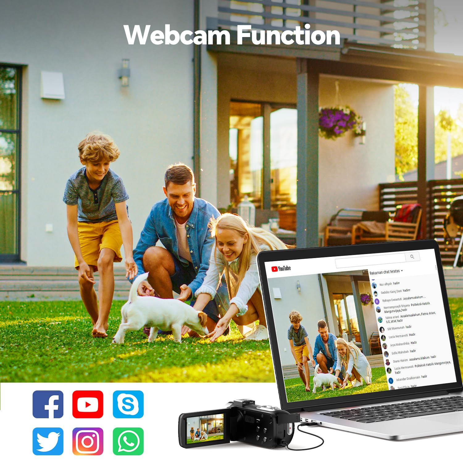 Camcorder Video Camera 4k 42MP, 18X Digital Zoom Vlogging Video Recorder for YouTube 3”270°Rotation Screen Compact 4K Travel Camcorders with 2 Batteries, 32GB SD Card, Remote Control